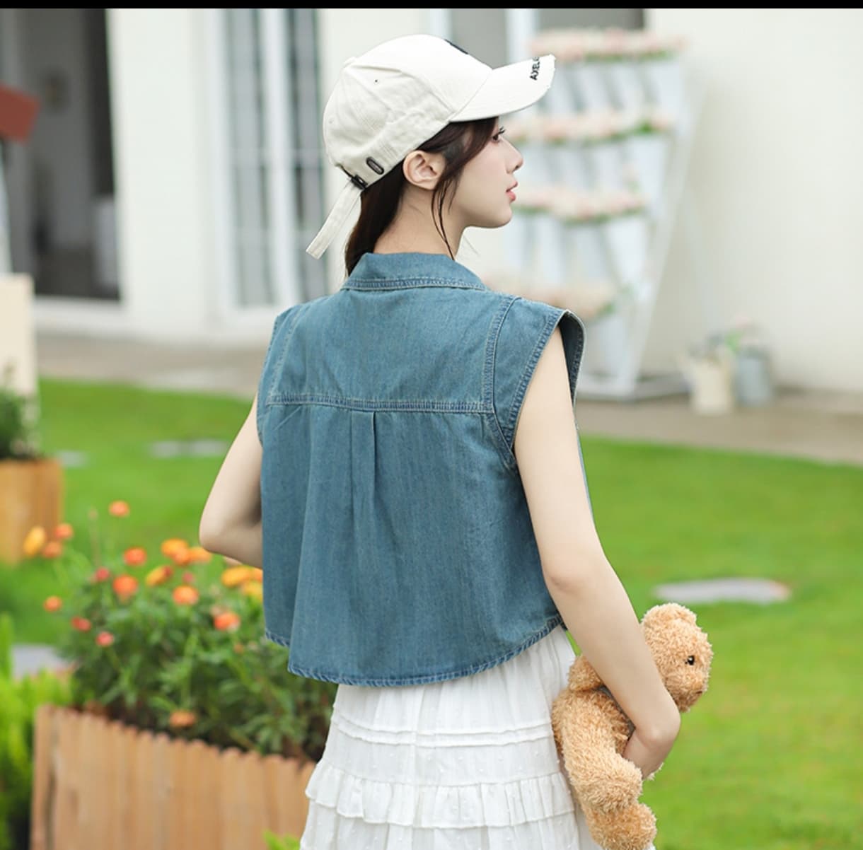 패션 새로운 Feifei 소매 캐주얼 레트로 고급 디자인 데님 맨위 블루 블랙 둘 색상 상세 이미지 4