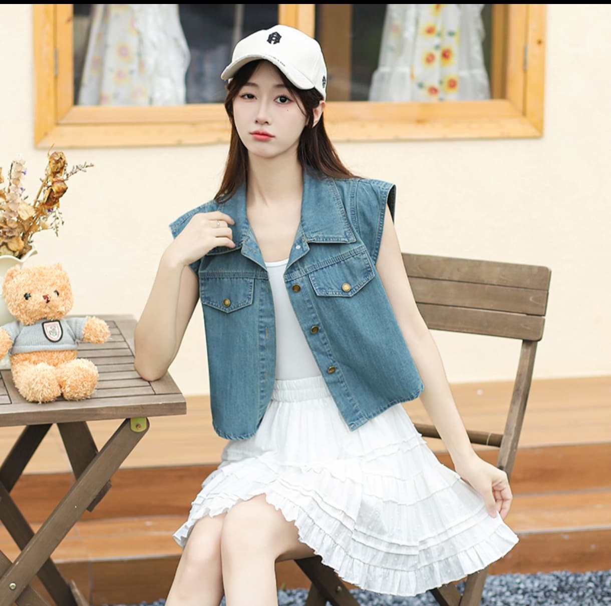 패션 새로운 Feifei 소매 캐주얼 레트로 고급 디자인 데님 맨위 블루 블랙 둘 색상 상세 이미지 5