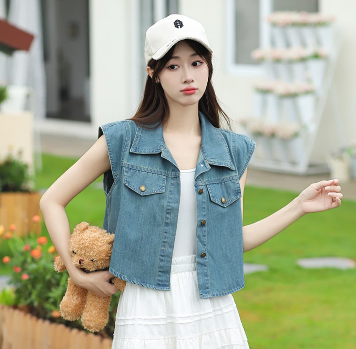 패션 새로운 Feifei 소매 캐주얼 레트로 고급 디자인 데님 맨위 블루 블랙 둘 색상 상세 이미지 7