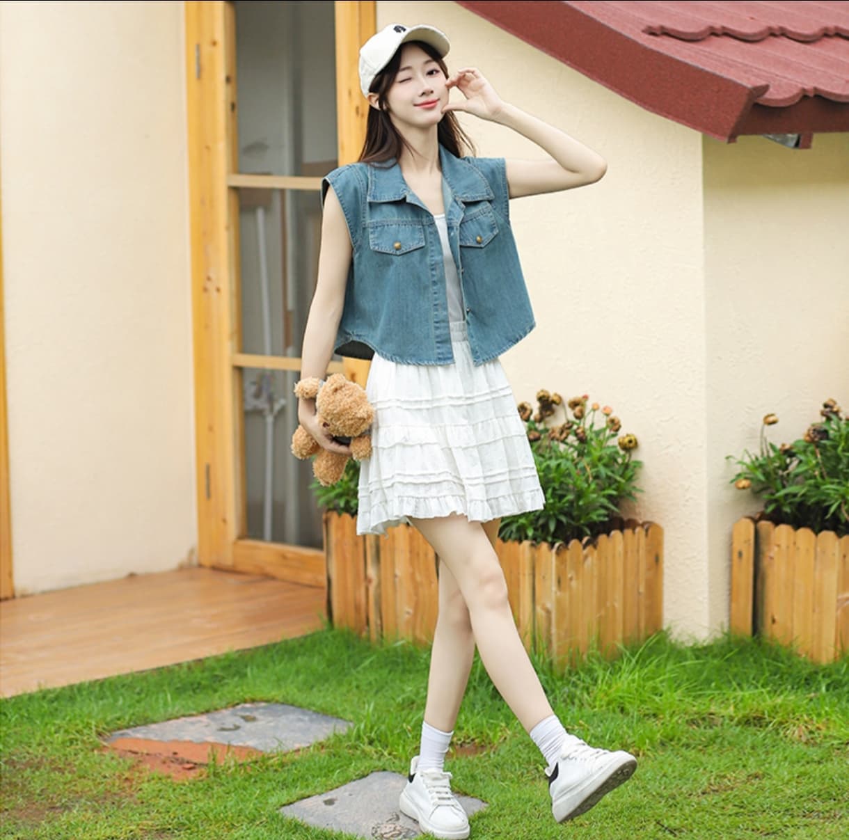패션 새로운 Feifei 소매 캐주얼 레트로 고급 디자인 데님 맨위 블루 블랙 둘 색상 상세 이미지 8