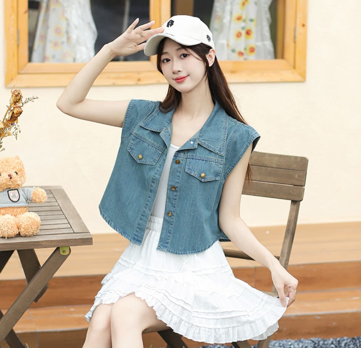 패션 새로운 Feifei 소매 캐주얼 레트로 고급 디자인 데님 맨위 블루 블랙 둘 색상 상세 이미지 11