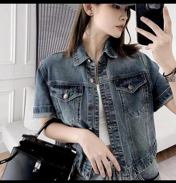 meiyang 같은 단락 나고야 데님 재킷 반팔 맨위 이미지 2