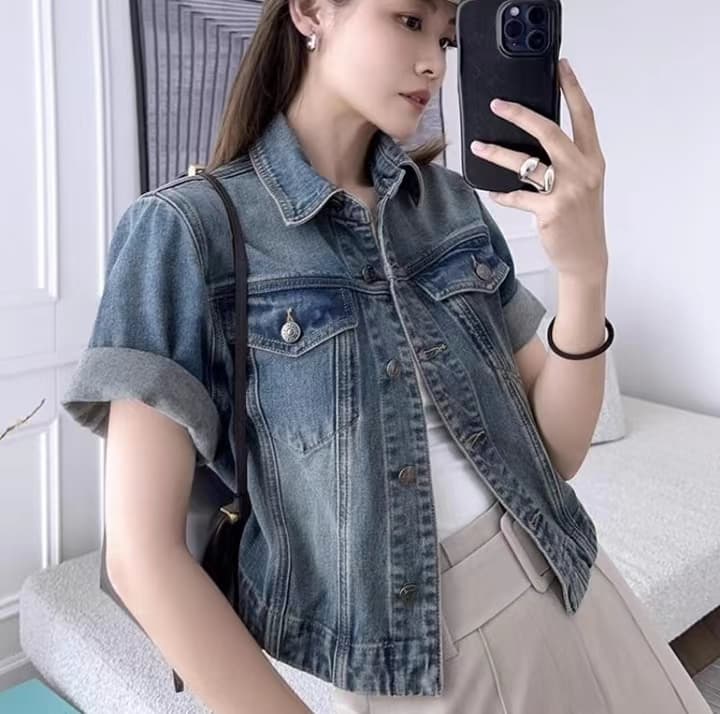 meiyang 같은 단락 나고야 데님 재킷 반팔 맨위 상세 이미지 11
