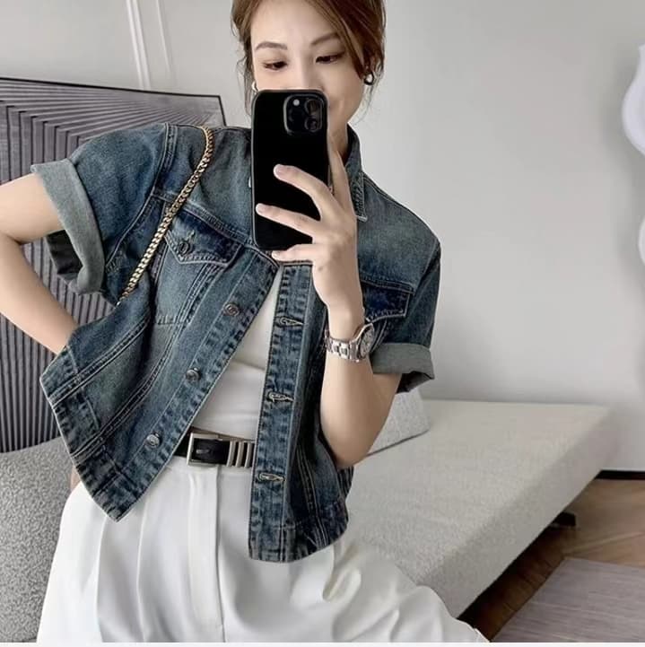 meiyang 같은 단락 나고야 데님 재킷 반팔 맨위 상세 이미지 12