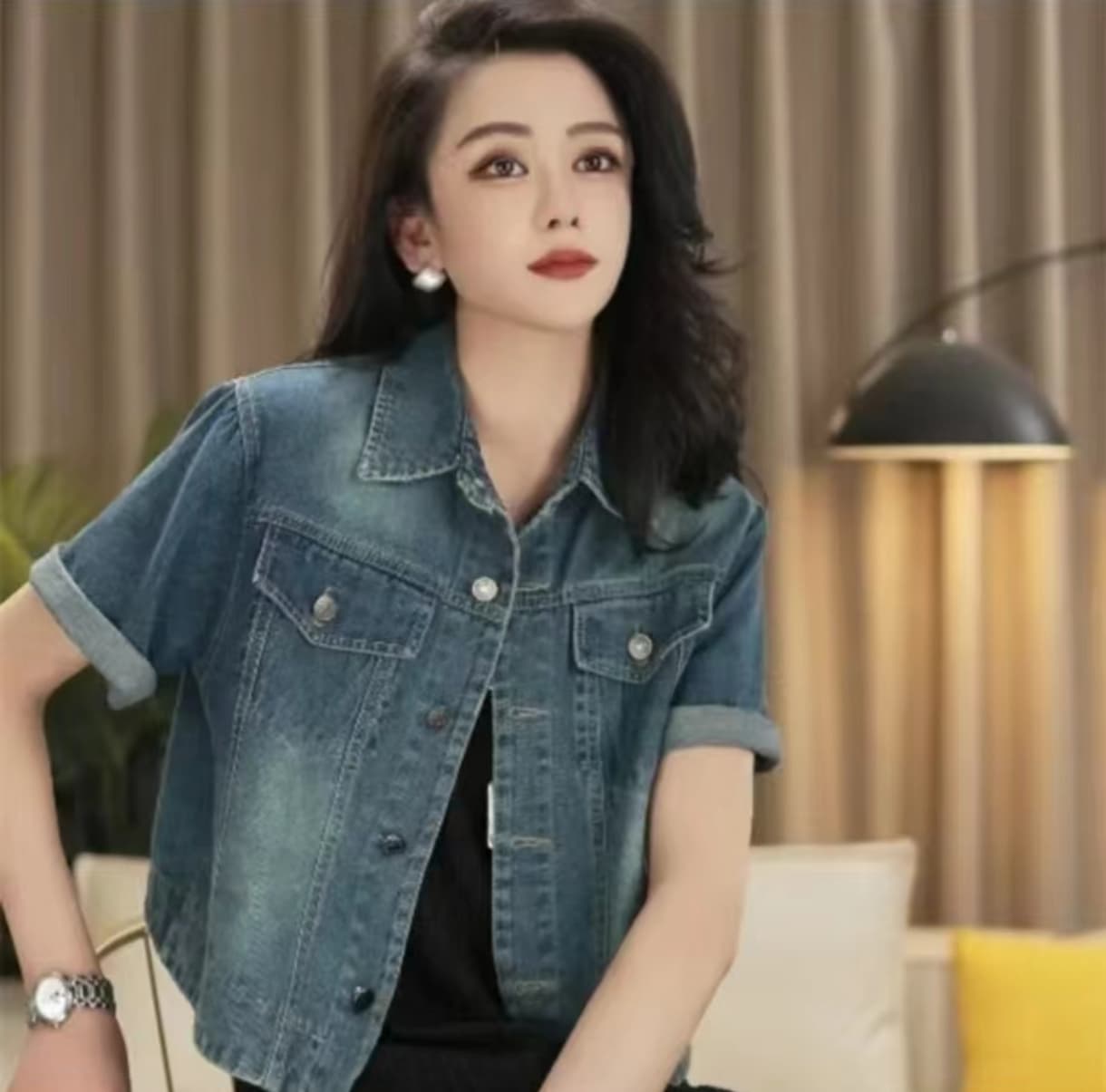 meiyang 같은 단락 나고야 데님 재킷 반팔 맨위 상세 이미지 15