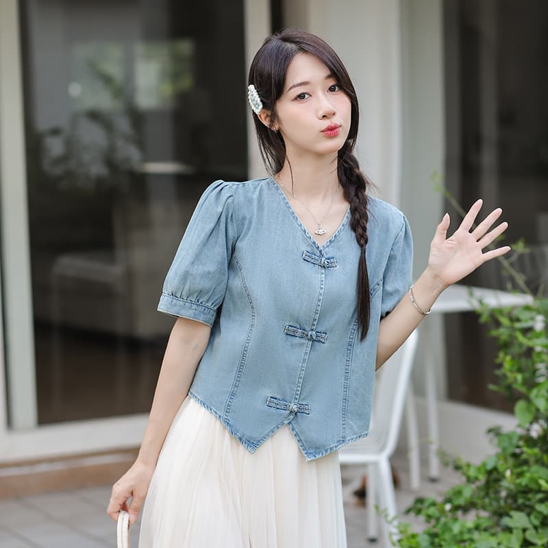 새로운 중식 고급 쇼트 스타일 차가운 통기성 프로 피부 슬림해 보이는 데님 맨위 이미지 2