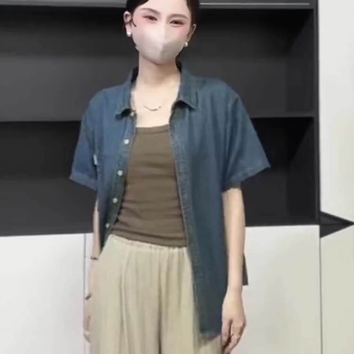 한 부서 착용 가져 가라. 패션 연령 감소 루즈핏 다용도 부드럽다 프로 피부 반팔 맨위 얕은 깊이 둘 색상 이미지 2