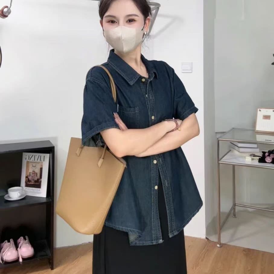 한 부서 착용 가져 가라. 패션 연령 감소 루즈핏 다용도 부드럽다 프로 피부 반팔 맨위 얕은 깊이 둘 색상 이미지 3