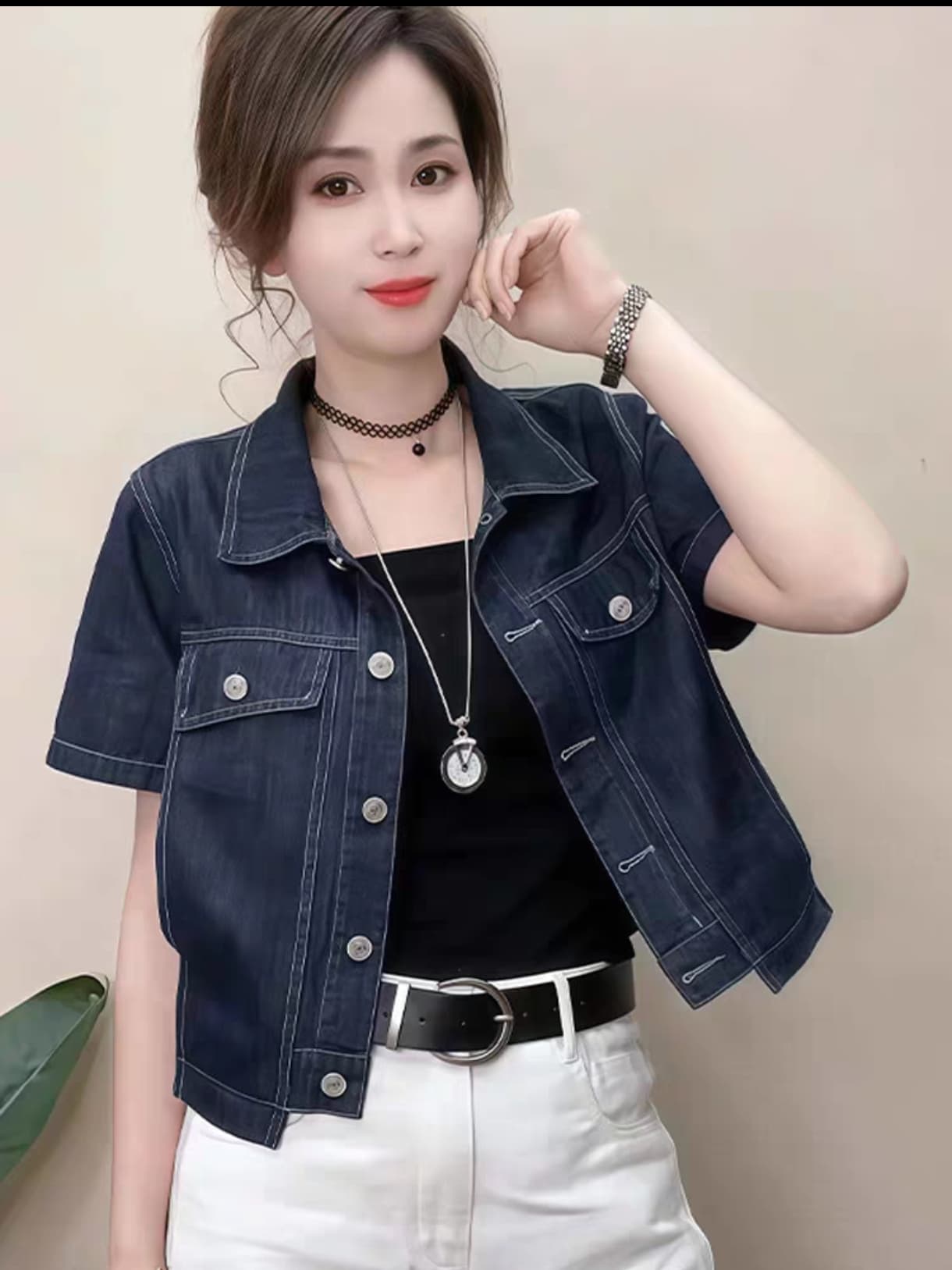 유럽 상품 높음 포함 면 한국 스타일 불규칙 패치 워크 정면 디스플레이 품격 데님 맨위 이미지 2
