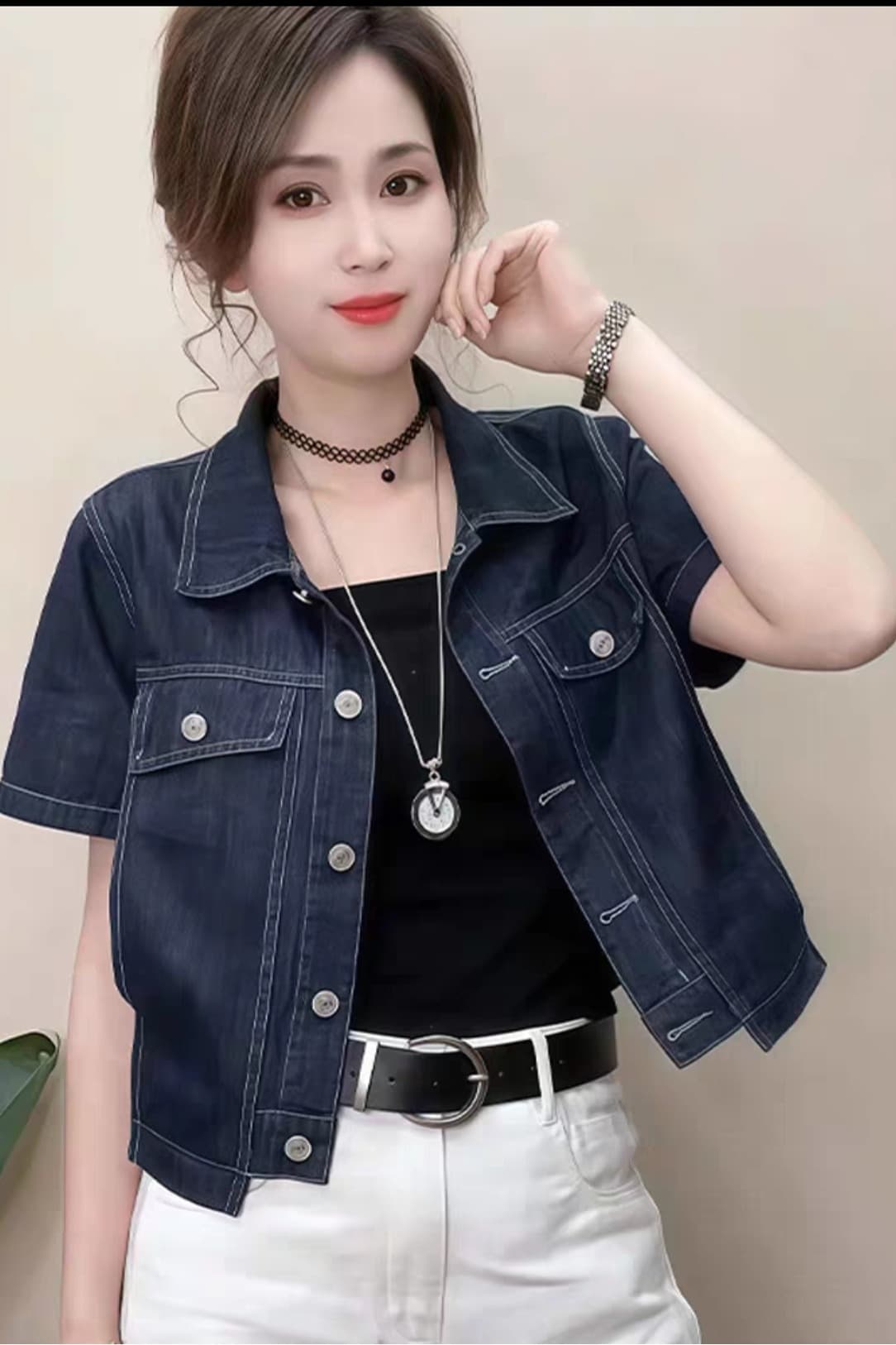 유럽 상품 높음 포함 면 한국 스타일 불규칙 패치 워크 정면 디스플레이 품격 데님 맨위 이미지 6