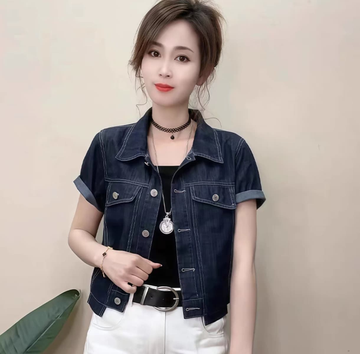 유럽 상품 높음 포함 면 한국 스타일 불규칙 패치 워크 정면 디스플레이 품격 데님 맨위 상세 이미지 1