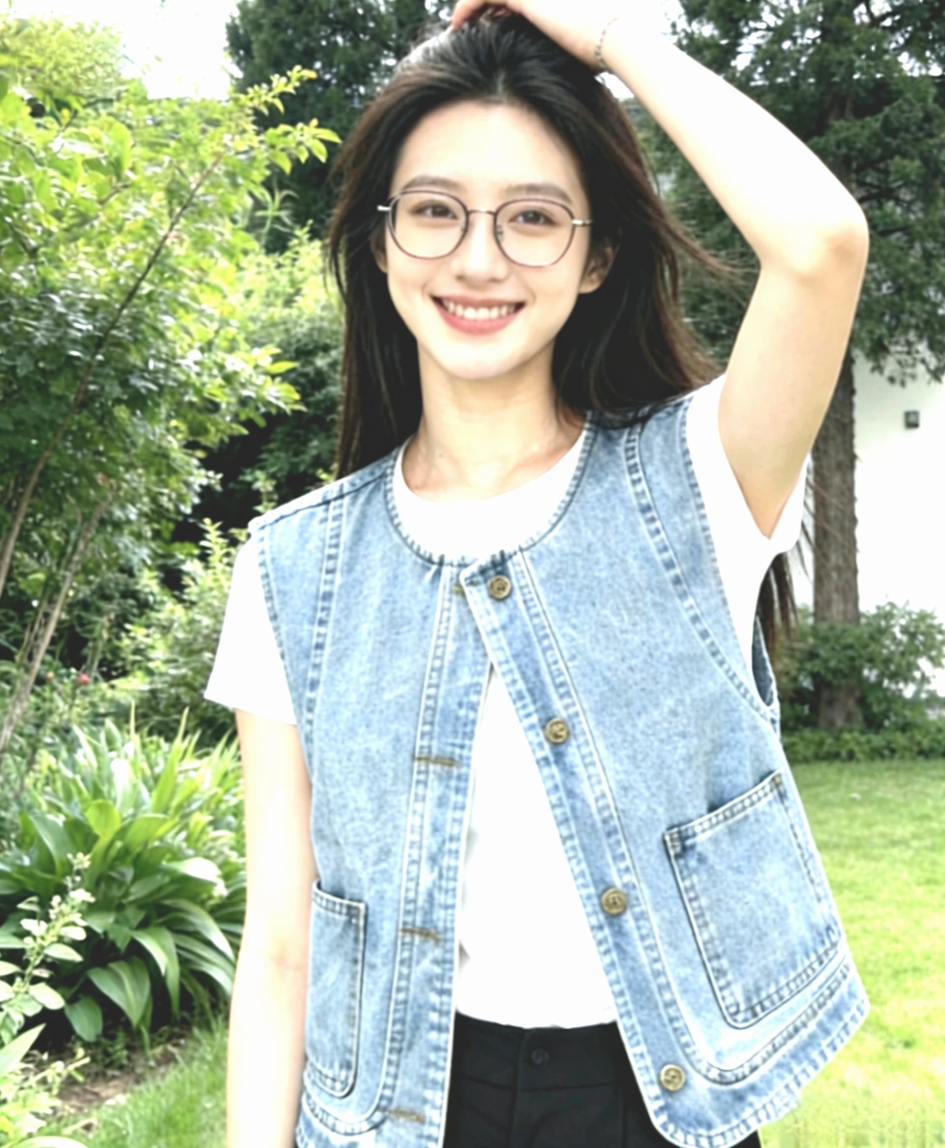 여름 새로운 루즈핏 라운드 넥 고유 한 품격 스택 착용 외부 가져 가라. 어깨 베스트 파란색 블랙 블루 둘 색상 상세 이미지 12