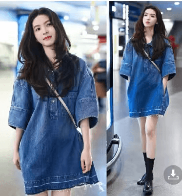 챕터 만약 난 스타 같은 단락 2026 새로운 워싱 데님 여성 드레스 봄 프랑스식 레트로 셔츠 짧은 치마 상세 이미지 6