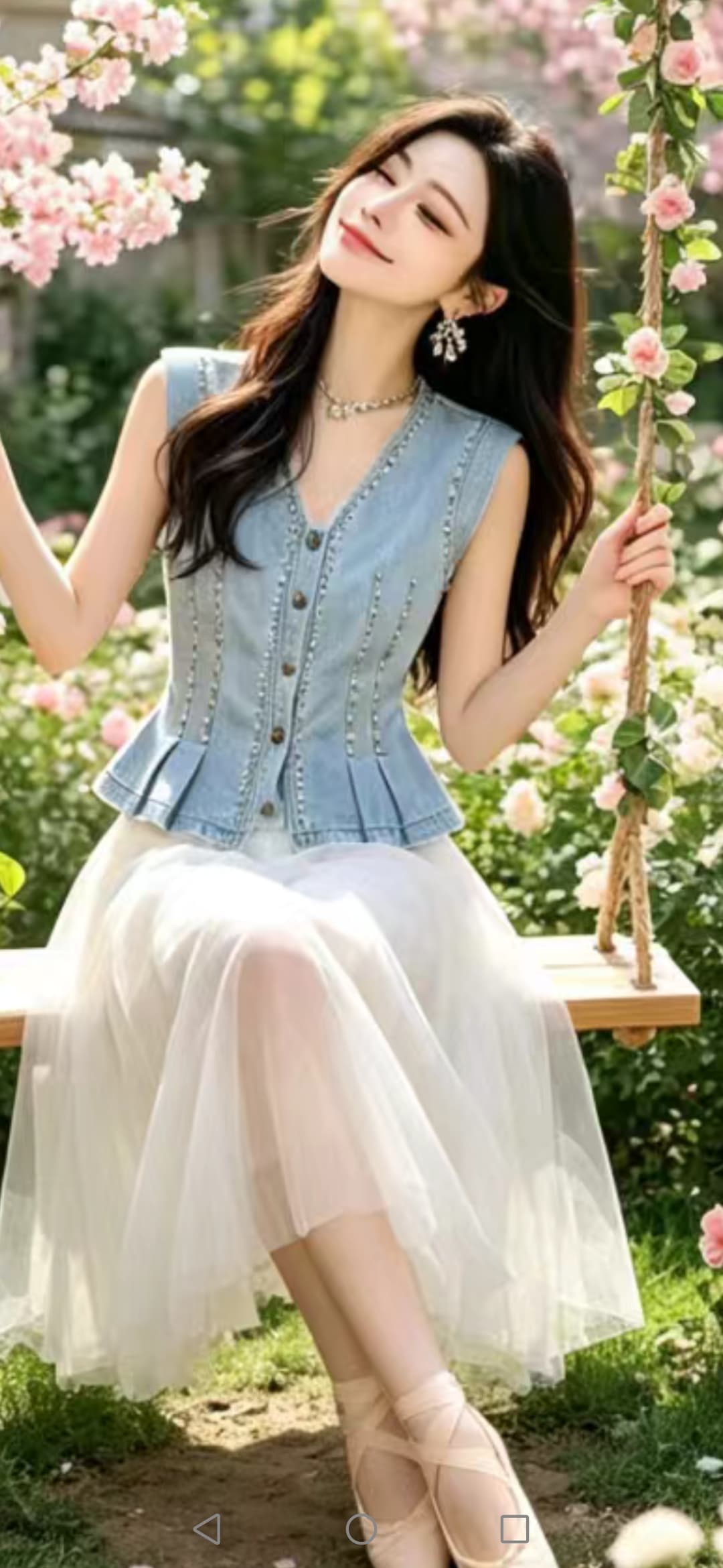유럽 주 역 무거운 작업 데님 조끼 여자 상세 이미지 9