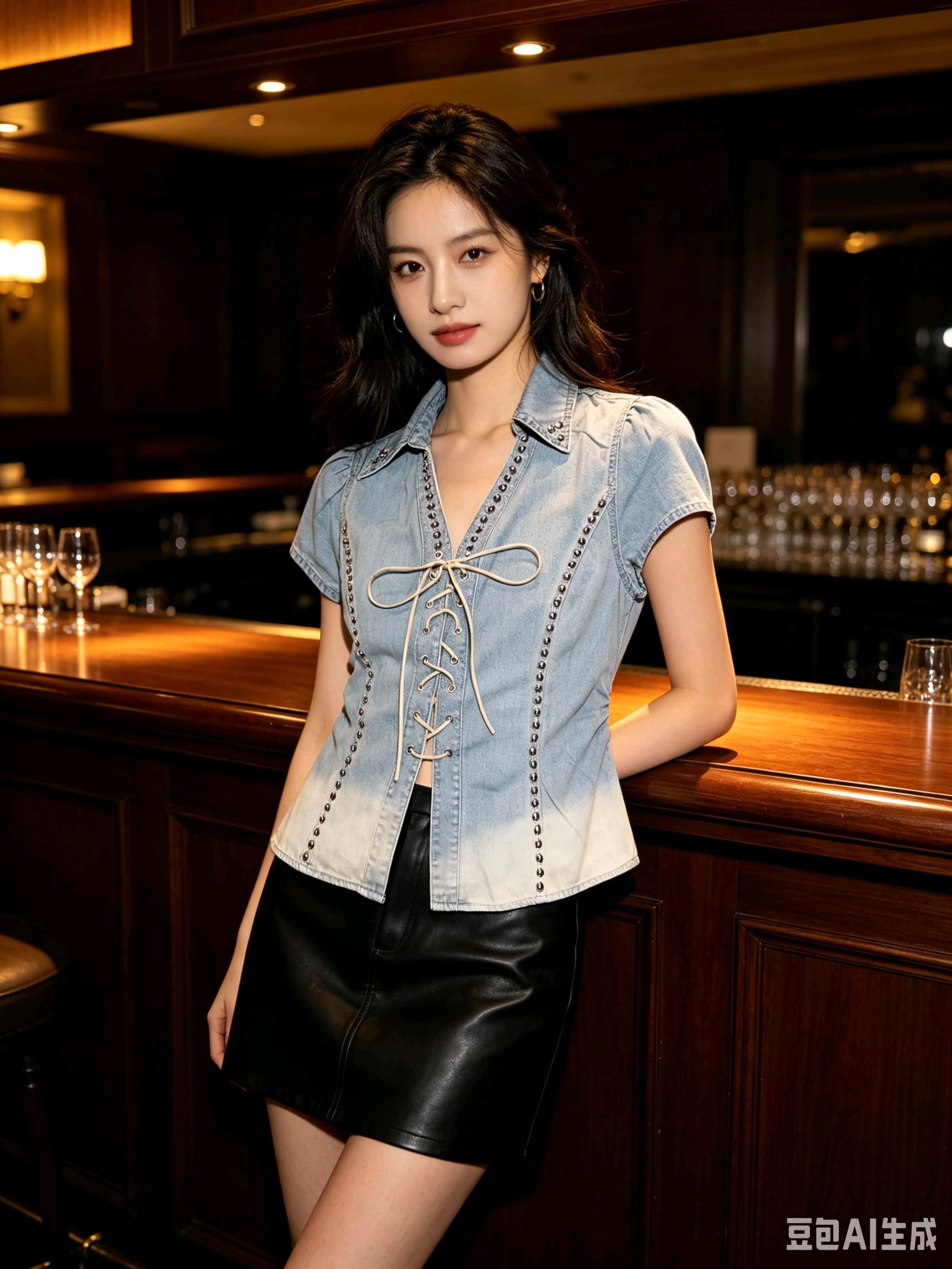 레트로 V넥 부서 반팔 데님 여성 셔츠 2026 여름 꼬집기 허리 슬림해 보이는 셔츠 쇼트 스타일 암소 ~ 중 맨위 반팔 상세 이미지 8
