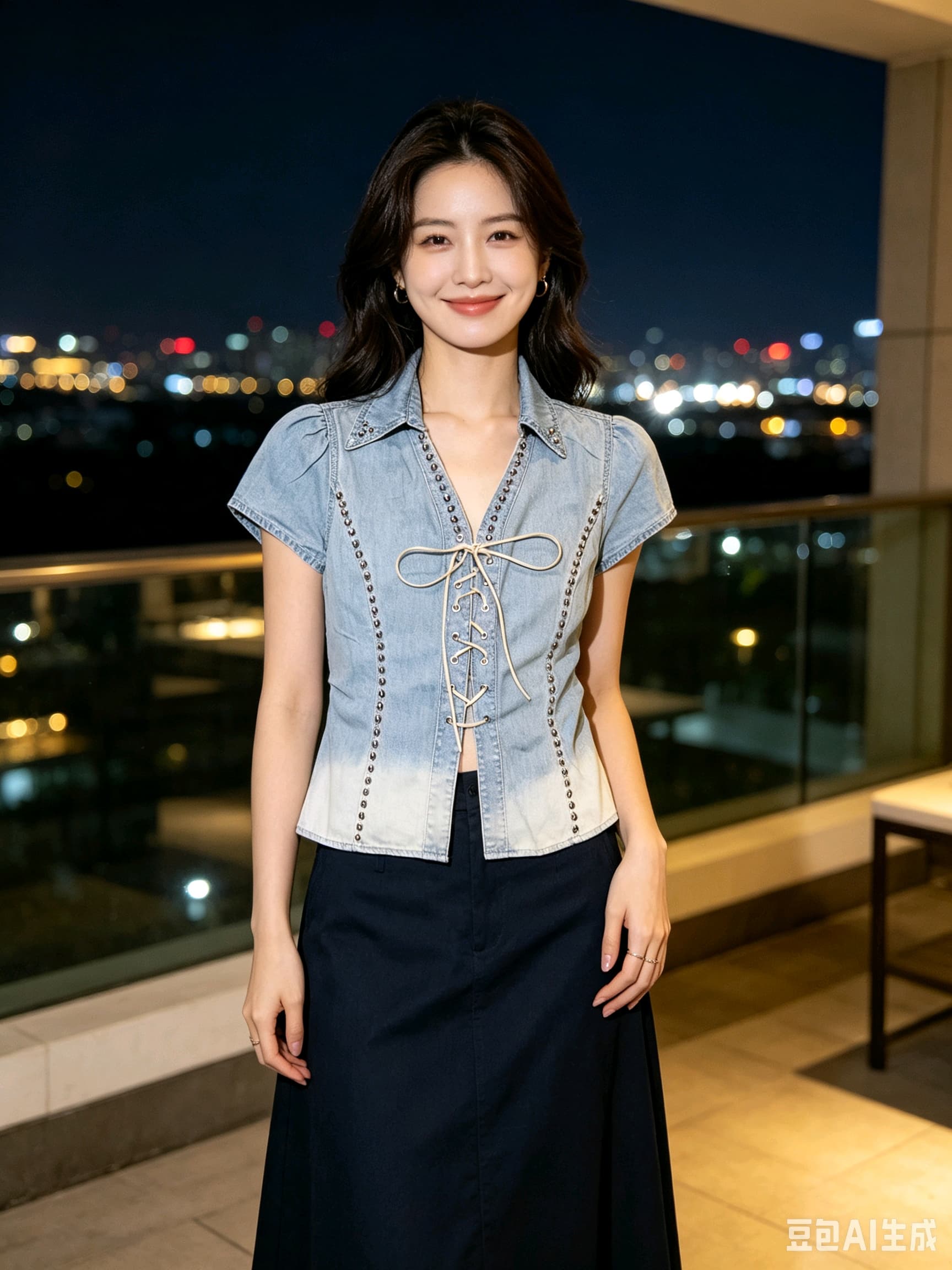 레트로 V넥 부서 반팔 데님 여성 셔츠 2026 여름 꼬집기 허리 슬림해 보이는 셔츠 쇼트 스타일 암소 ~ 중 맨위 반팔 상세 이미지 10