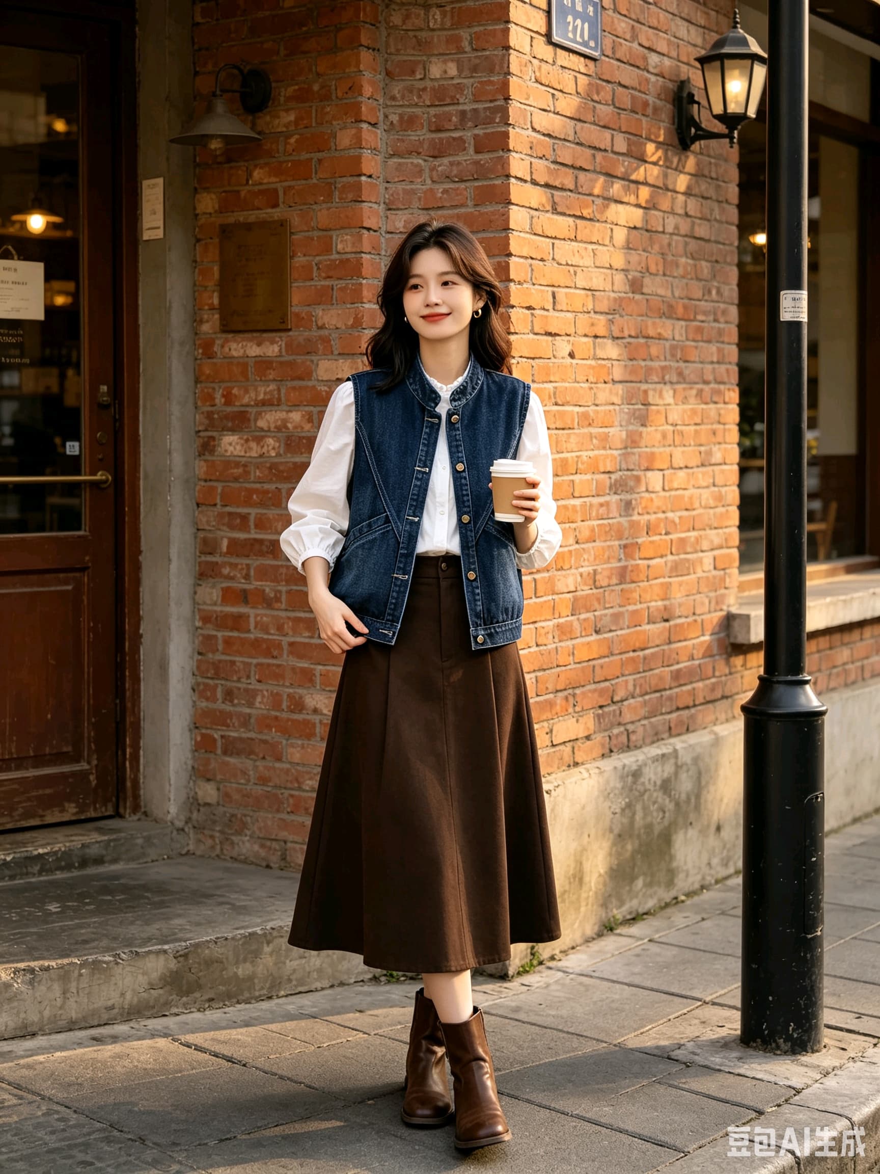 레트로 데님 베스트 봄 가을 패션 다용도 루즈핏 민소매 한국 스타일 외출용 조끼 어깨 상세 이미지 19