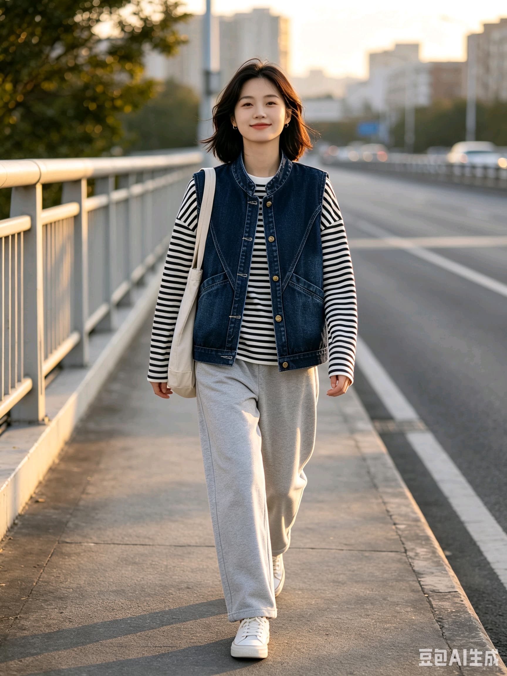 레트로 데님 베스트 봄 가을 패션 다용도 루즈핏 민소매 한국 스타일 외출용 조끼 어깨 상세 이미지 20
