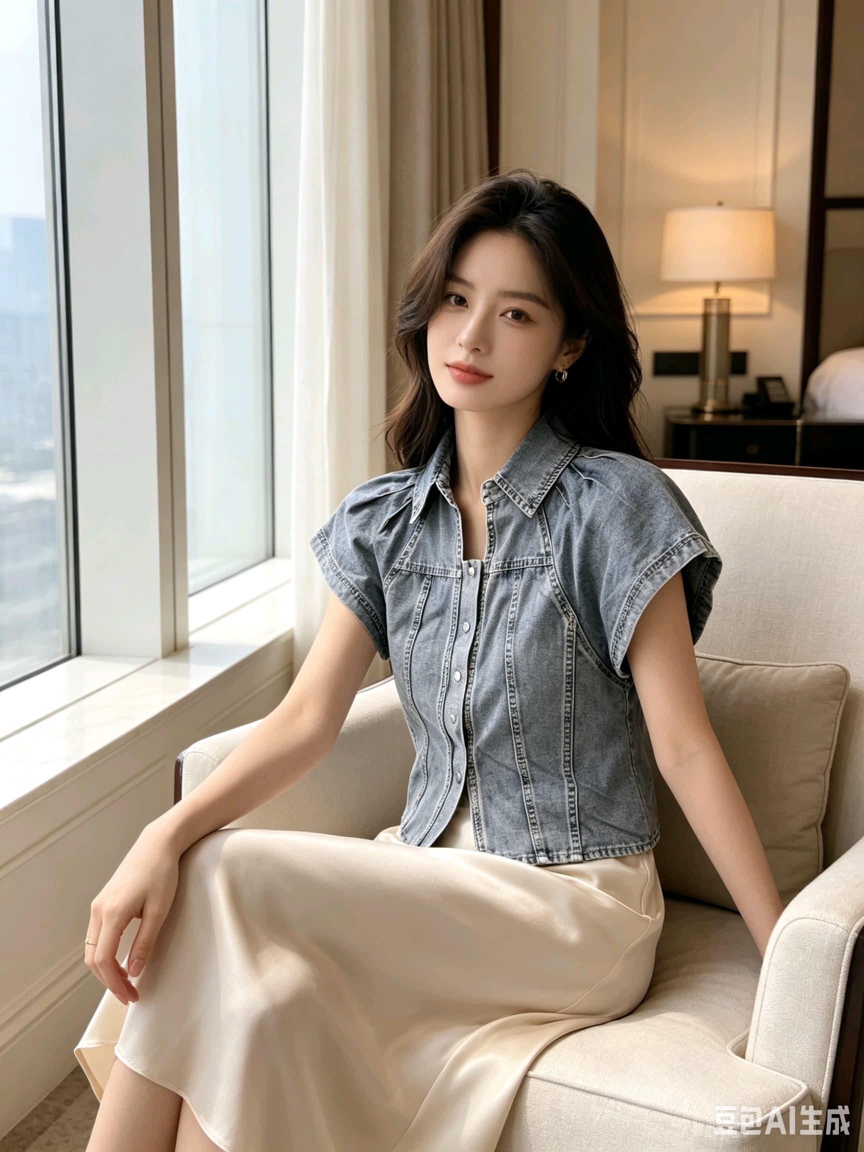 노스탤지어 레트로 데님 여름 가을 쇼트 스타일 패션 다용도 무거운 작업 반팔 한국 스타일