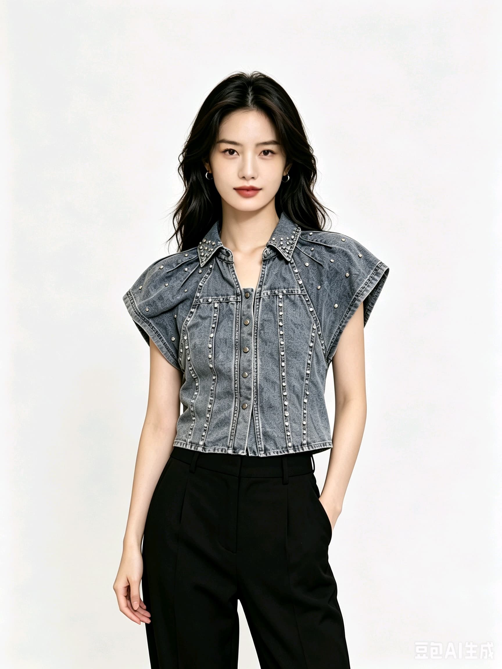 노스탤지어 레트로 데님 여름 가을 쇼트 스타일 패션 다용도 무거운 작업 반팔 한국 스타일 상세 이미지 7