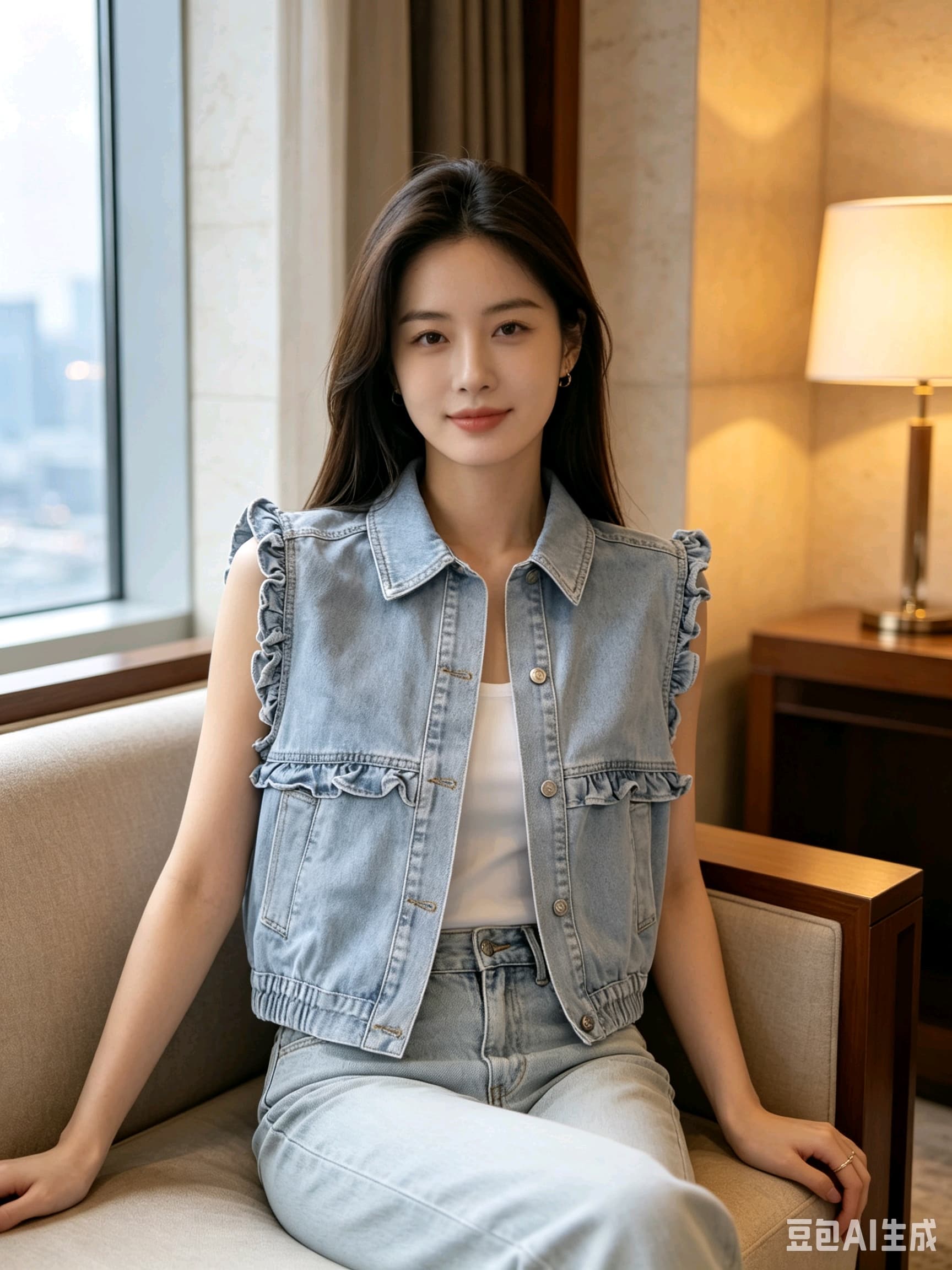 한국 동대문 데님 조끼 여자 새로운 다용도 패션 스택 착용 부드럽다 부티크 상세 이미지 3