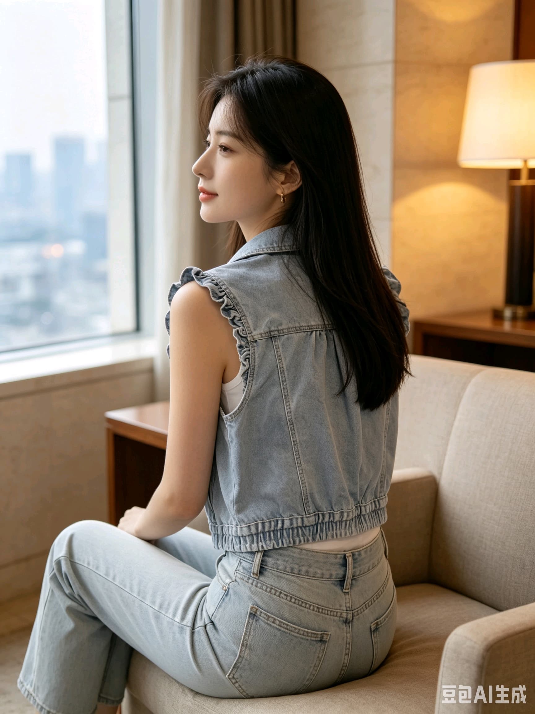 한국 동대문 데님 조끼 여자 새로운 다용도 패션 스택 착용 부드럽다 부티크 상세 이미지 6