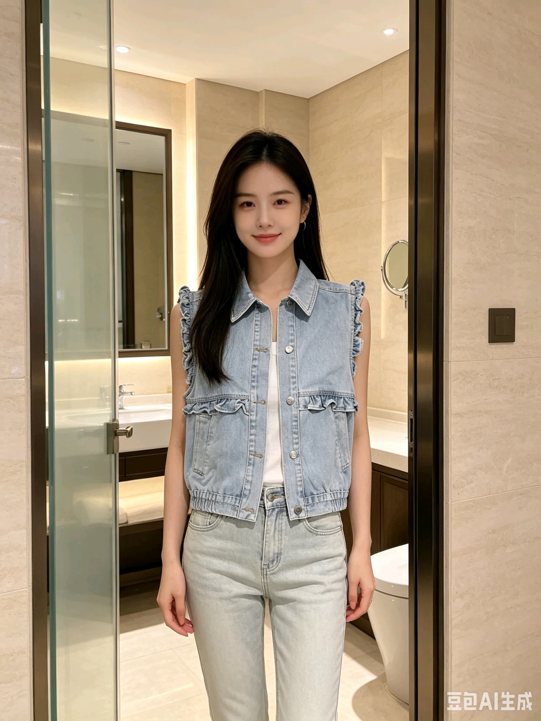 한국 동대문 데님 조끼 여자 새로운 다용도 패션 스택 착용 부드럽다 부티크 상세 이미지 7
