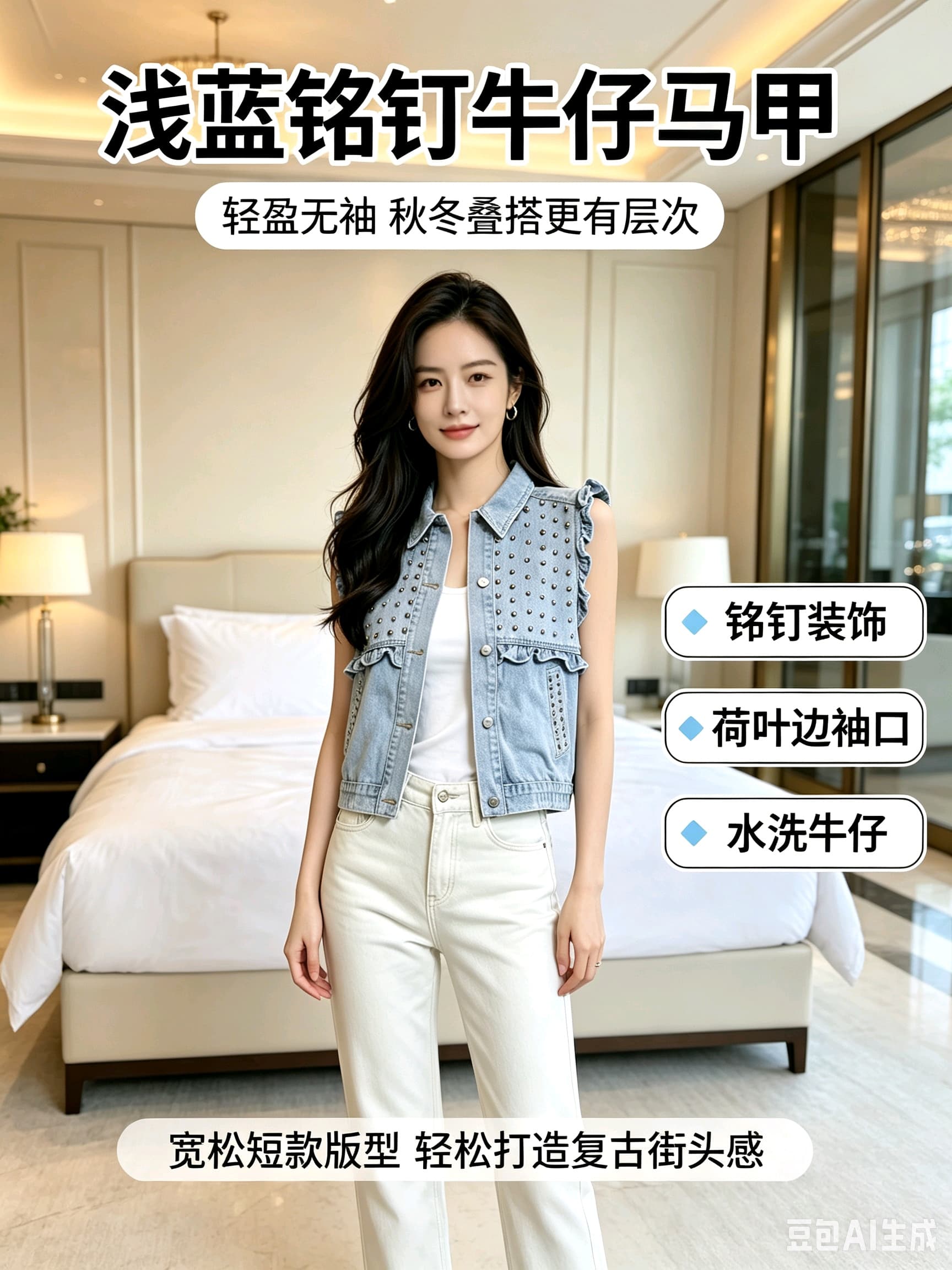유럽 역 무거운 작업 데님 베스트 여성 셔츠 다용도 패션 거리 바람 상세 이미지 5