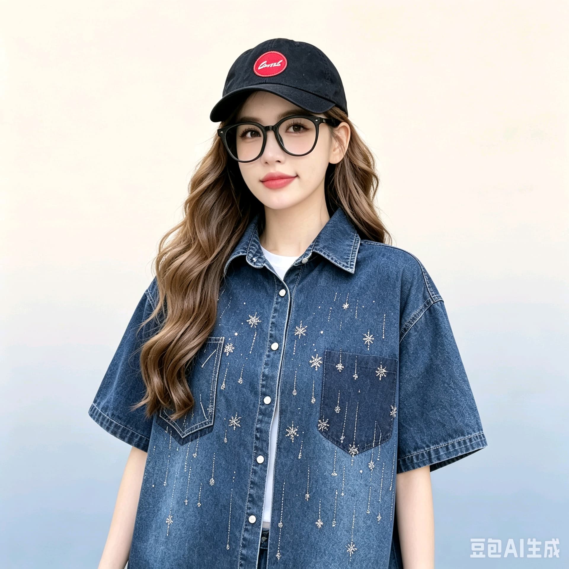 한국 동대문 데님 맨위 반팔 여성 코트 무거운 작업 다이아몬드 세팅 고유 한 패션 트렌드 상세 이미지 29