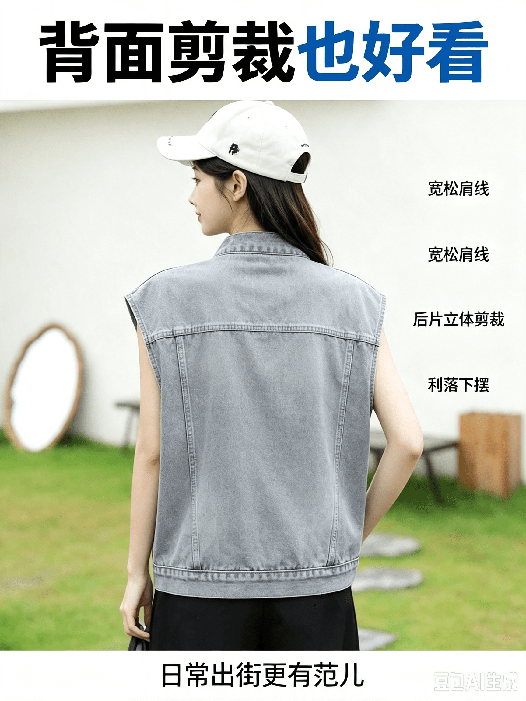 실사 한 부서 트렌디 바람 루즈핏 슬림해 보이는 부드럽다 프로 피부 스택 착용 외부 가져 가라. 데님 맨위 재킷 조끼 여자 상세 이미지 6
