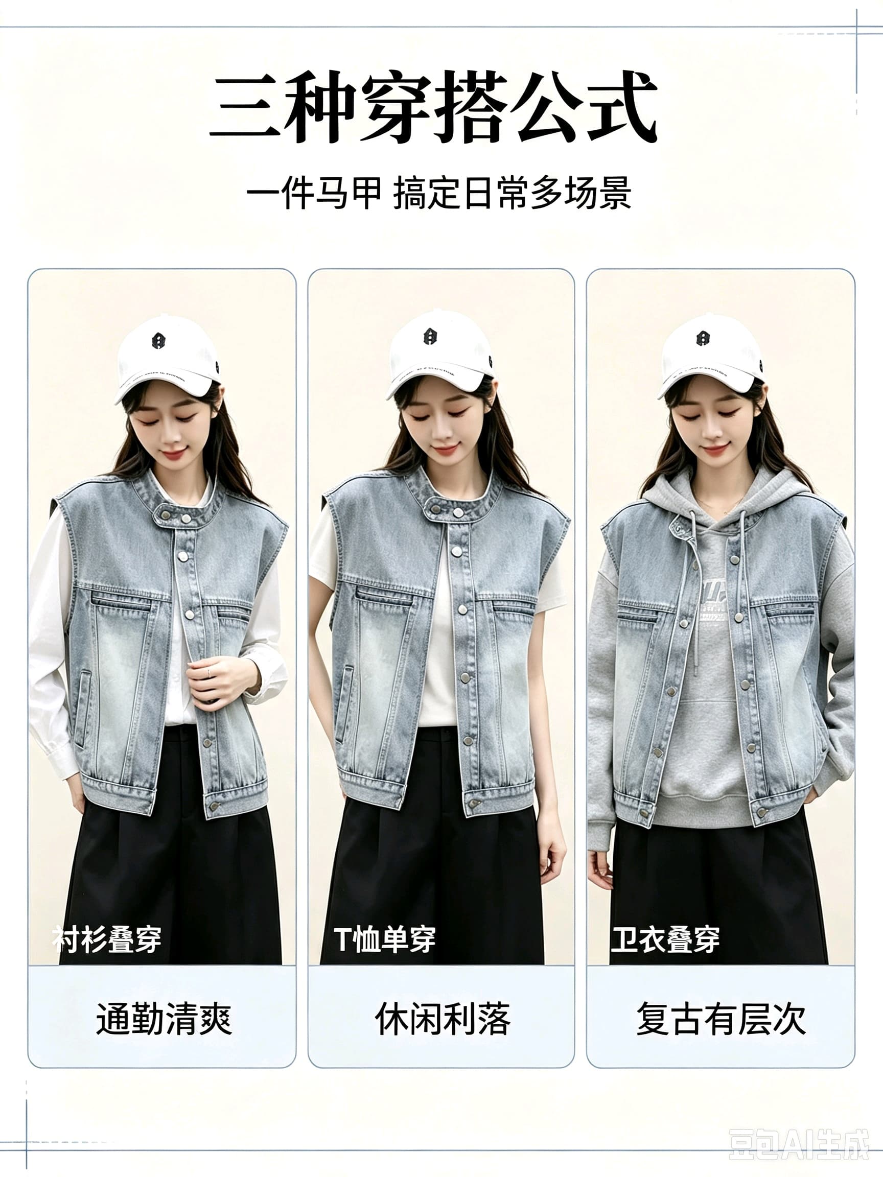 실사 한 부서 트렌디 바람 루즈핏 슬림해 보이는 부드럽다 프로 피부 스택 착용 외부 가져 가라. 데님 맨위 재킷 조끼 여자 상세 이미지 8