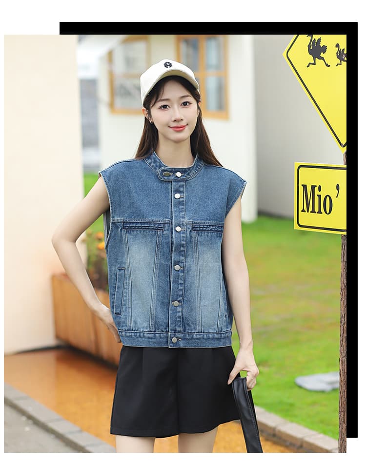 실사 한 부서 트렌디 바람 루즈핏 슬림해 보이는 부드럽다 프로 피부 스택 착용 외부 가져 가라. 데님 맨위 재킷 조끼 여자 상세 이미지 13