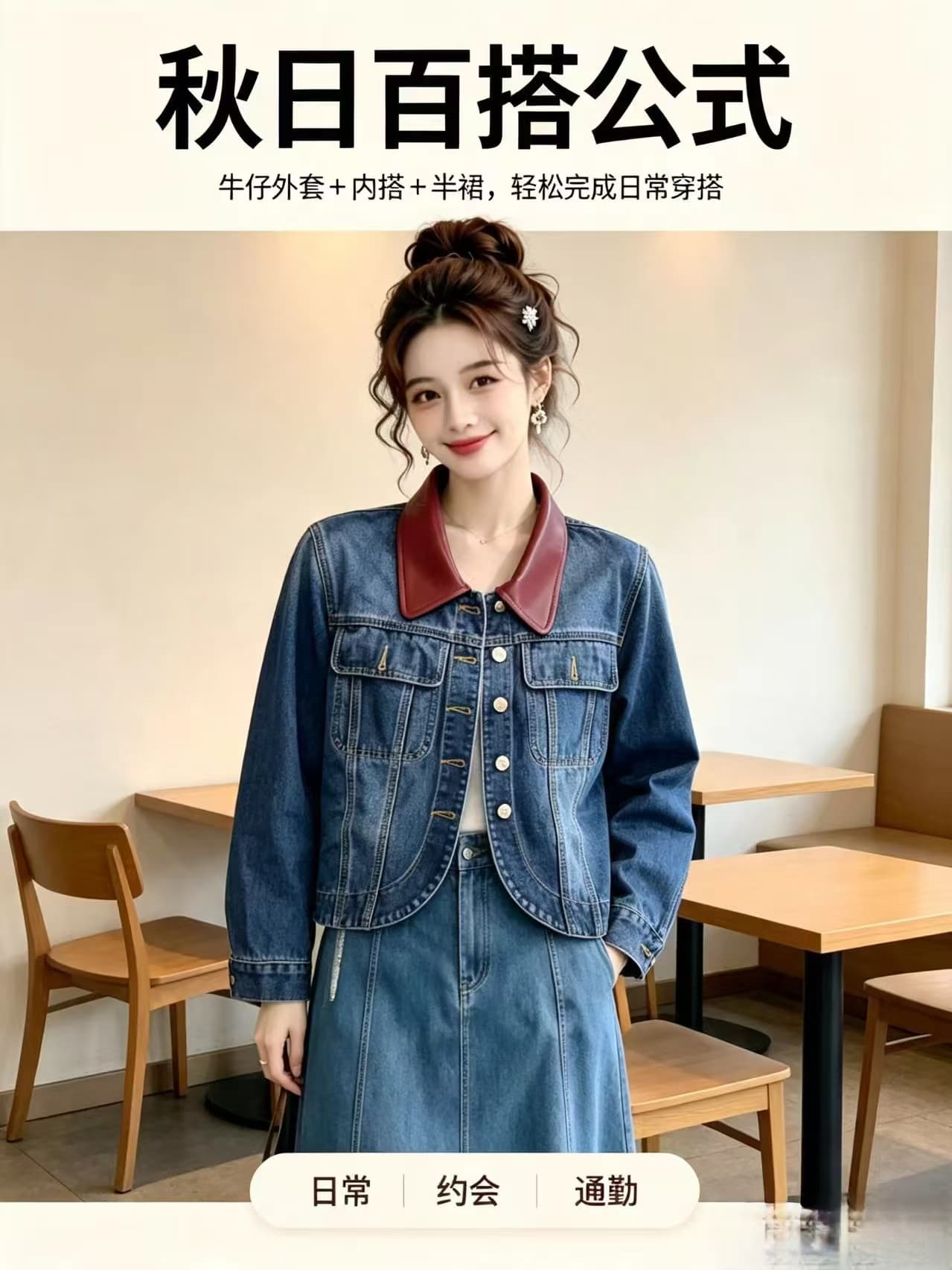 2026 새로운 프랑스식 가죽 고리 패치워크 레트로 연령 감소 데님 맨위 재킷 재킷 패션 트렌디 상세 이미지 16