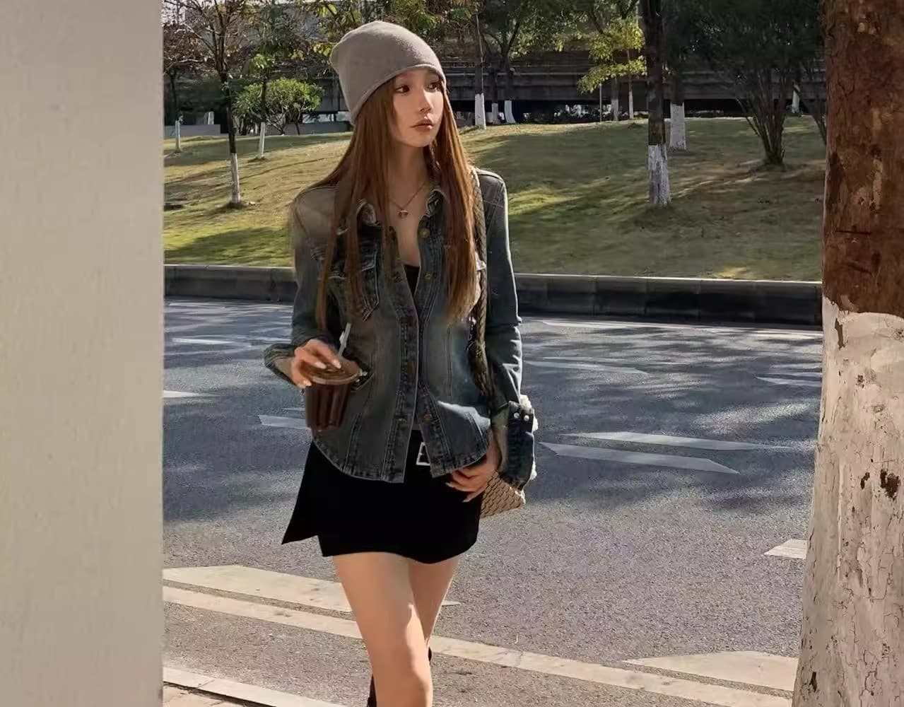 아메리칸 봄과 가을 2026 레트로 캐주얼 데님 재킷 워싱 polo 맨위 몸매 가꾸기 허리 수축 셔츠 여성 코트 상세 이미지 14
