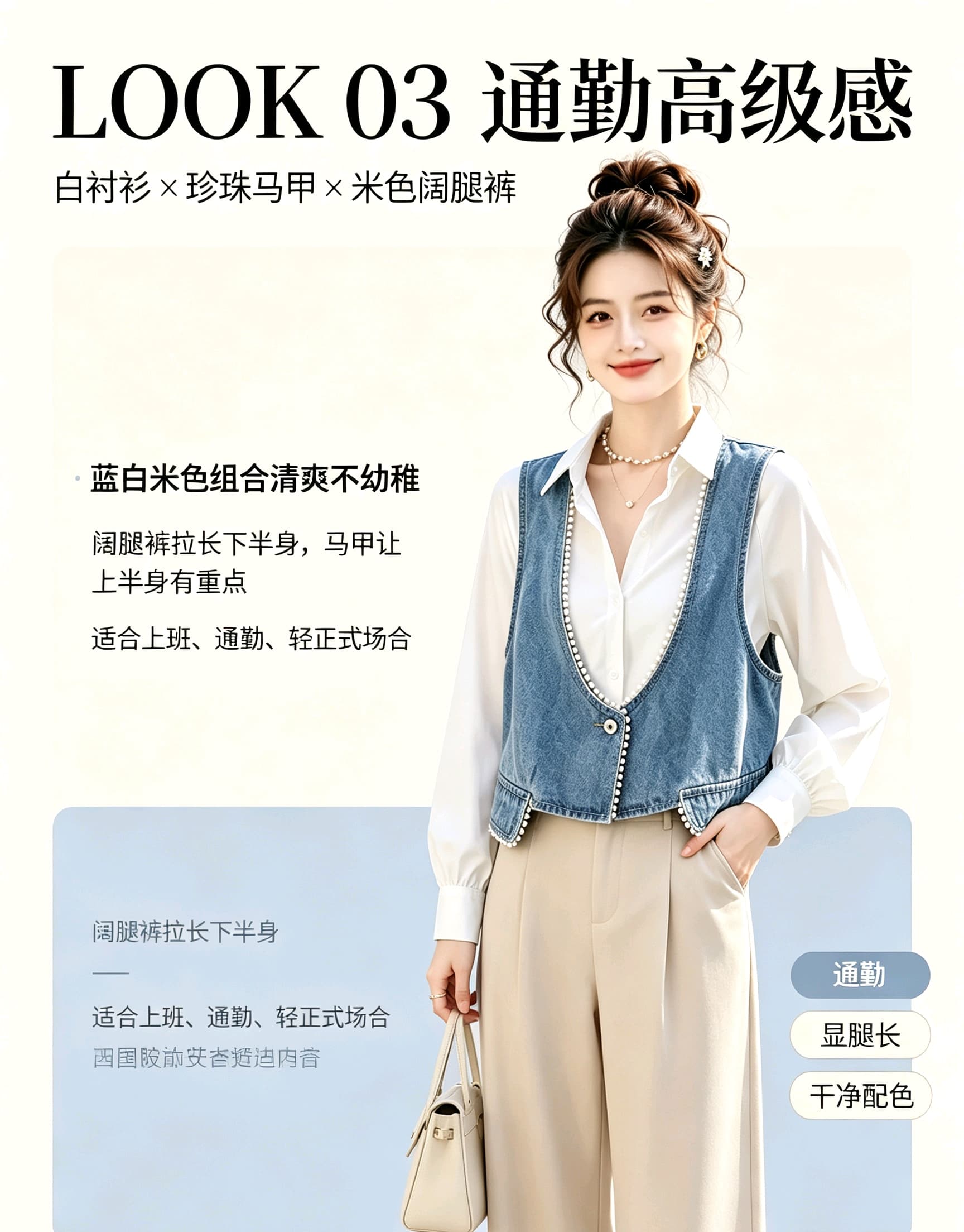 殴打 물품 센 부서 신제품 진주 측면 V넥 패션 외국 가스 쇼트 스타일 데님 조끼 베스트 상세 이미지 12