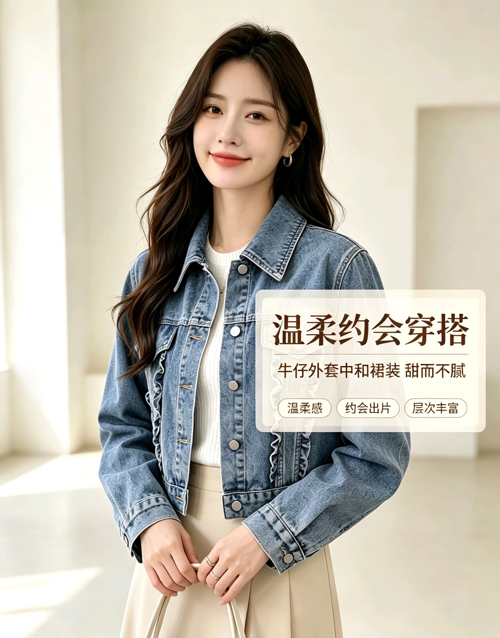 2026 봄 가을 캐주얼 목이버섯 레이스 쇼트 스타일 폴로 칼라 데님 재킷 여성 의류 맨위 루즈핏 핏 스타일 상세 이미지 10