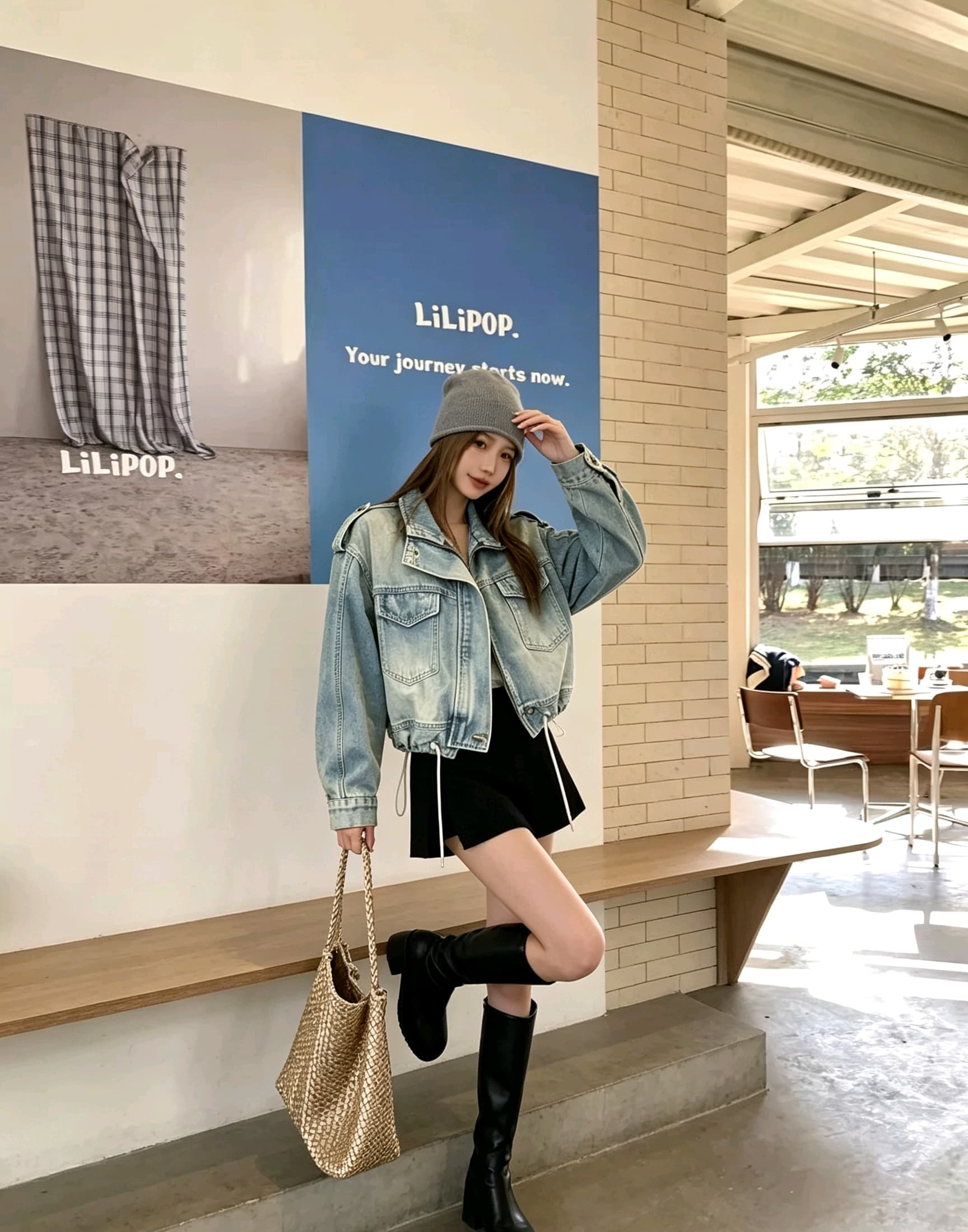 아메리칸 레트로 오토바이 바람 데님 여성 코트 가을 겨울 새로운 루즈핏 지퍼 워크웨어 쇼트 스타일 재킷 다용도 트렌드 상세 이미지 12