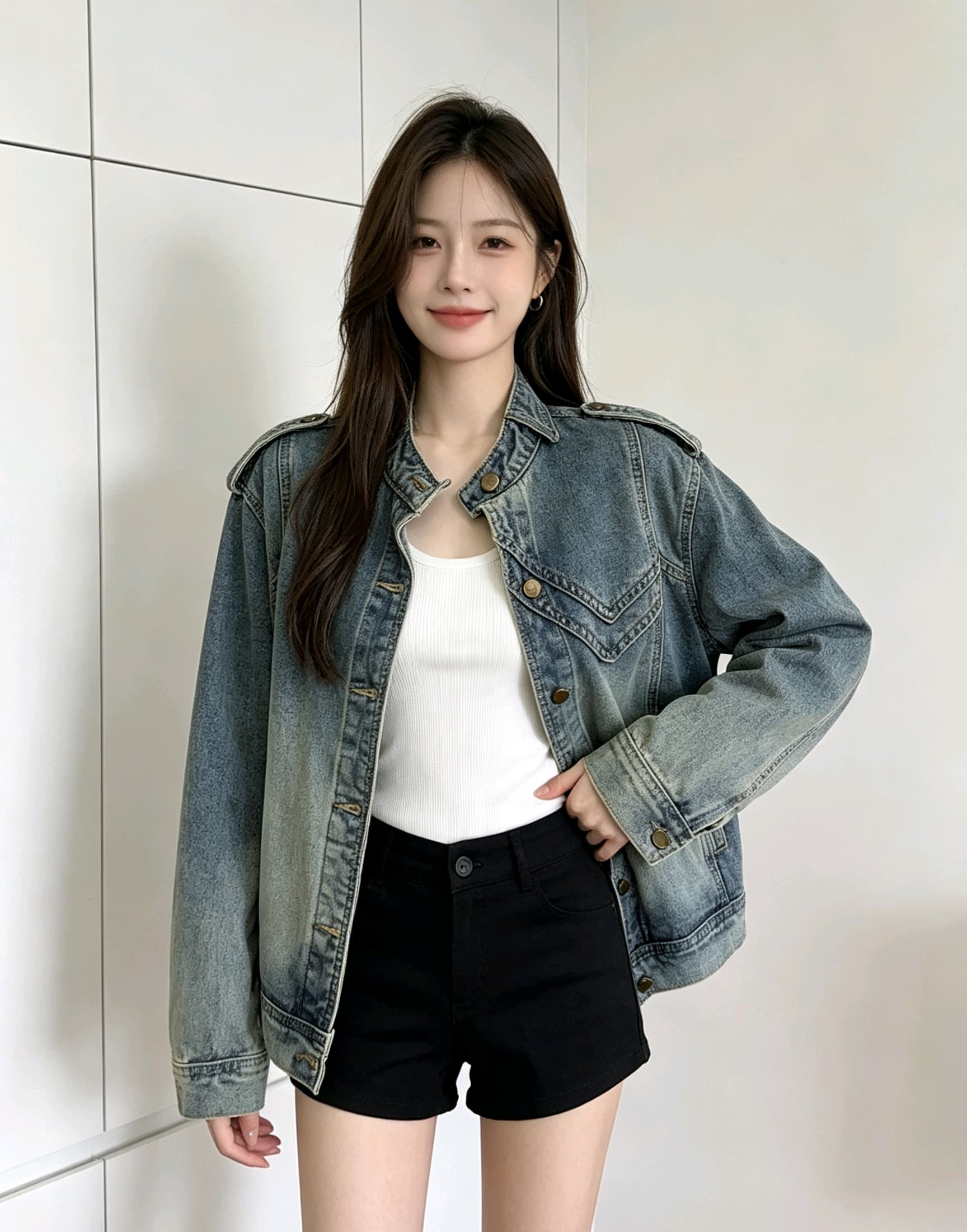 새로운 무거운 작업 데님 맨위 오토바이 바람 레트로 블루 워싱 다용도 트렌드 재킷 맨위 여성 유럽 역 이미지 3