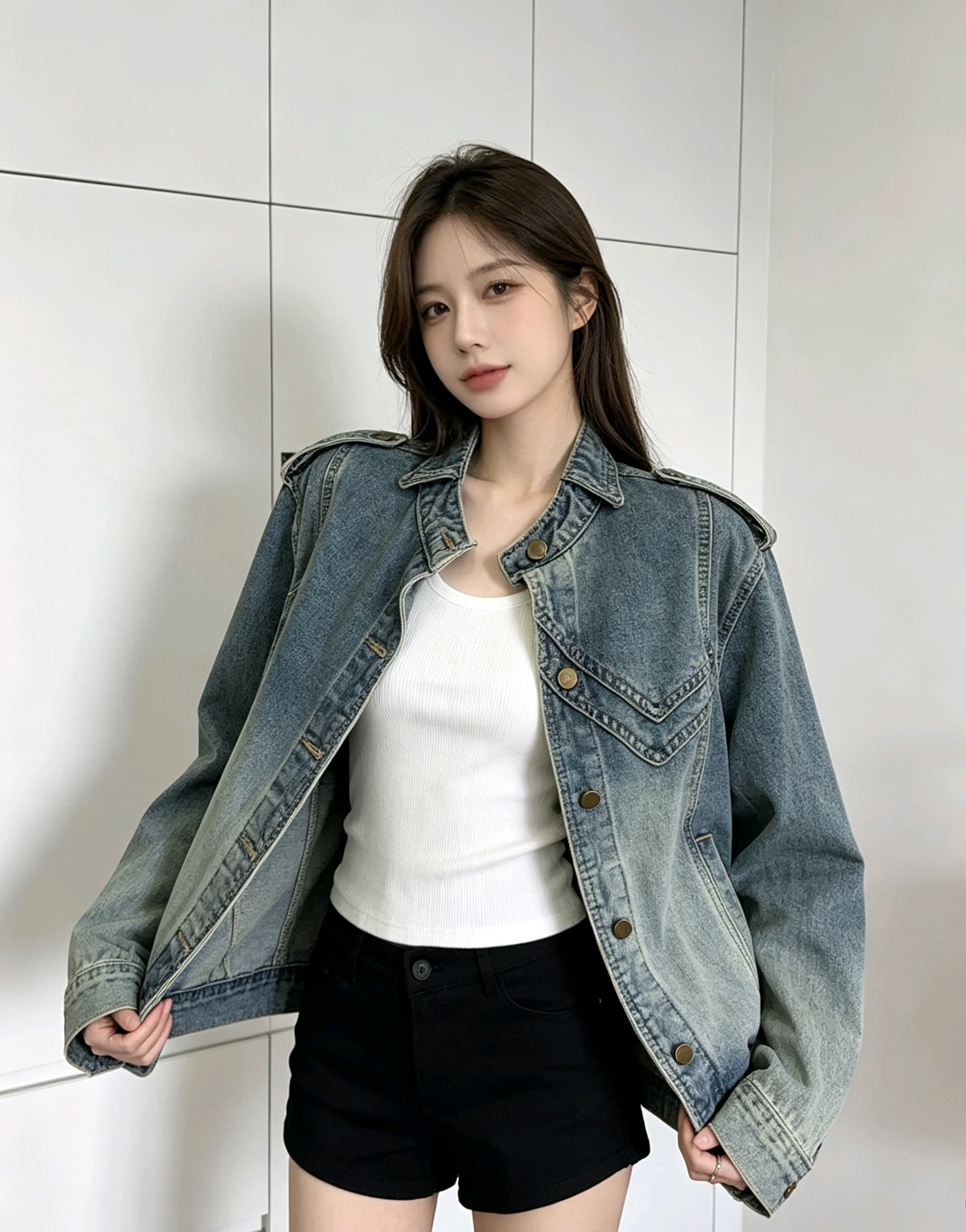 새로운 무거운 작업 데님 맨위 오토바이 바람 레트로 블루 워싱 다용도 트렌드 재킷 맨위 여성 유럽 역 이미지 4
