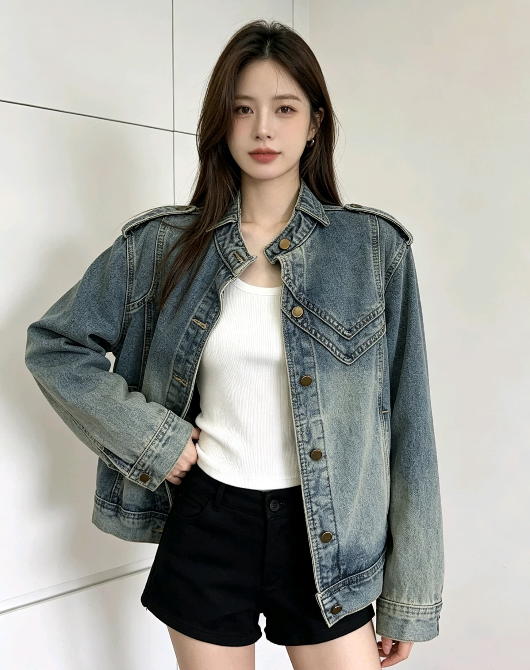 새로운 무거운 작업 데님 맨위 오토바이 바람 레트로 블루 워싱 다용도 트렌드 재킷 맨위 여성 유럽 역 상세 이미지 2