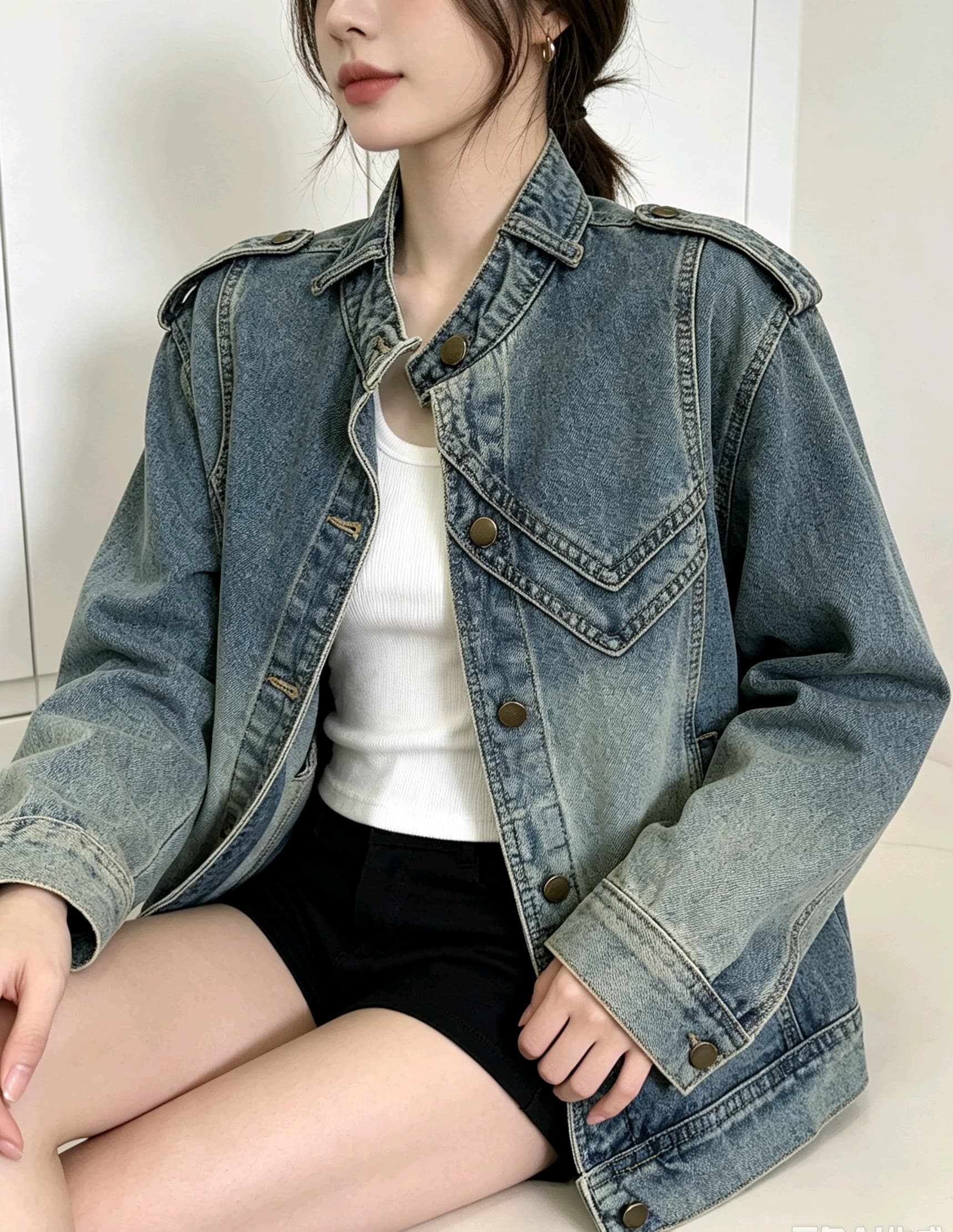 새로운 무거운 작업 데님 맨위 오토바이 바람 레트로 블루 워싱 다용도 트렌드 재킷 맨위 여성 유럽 역 상세 이미지 4