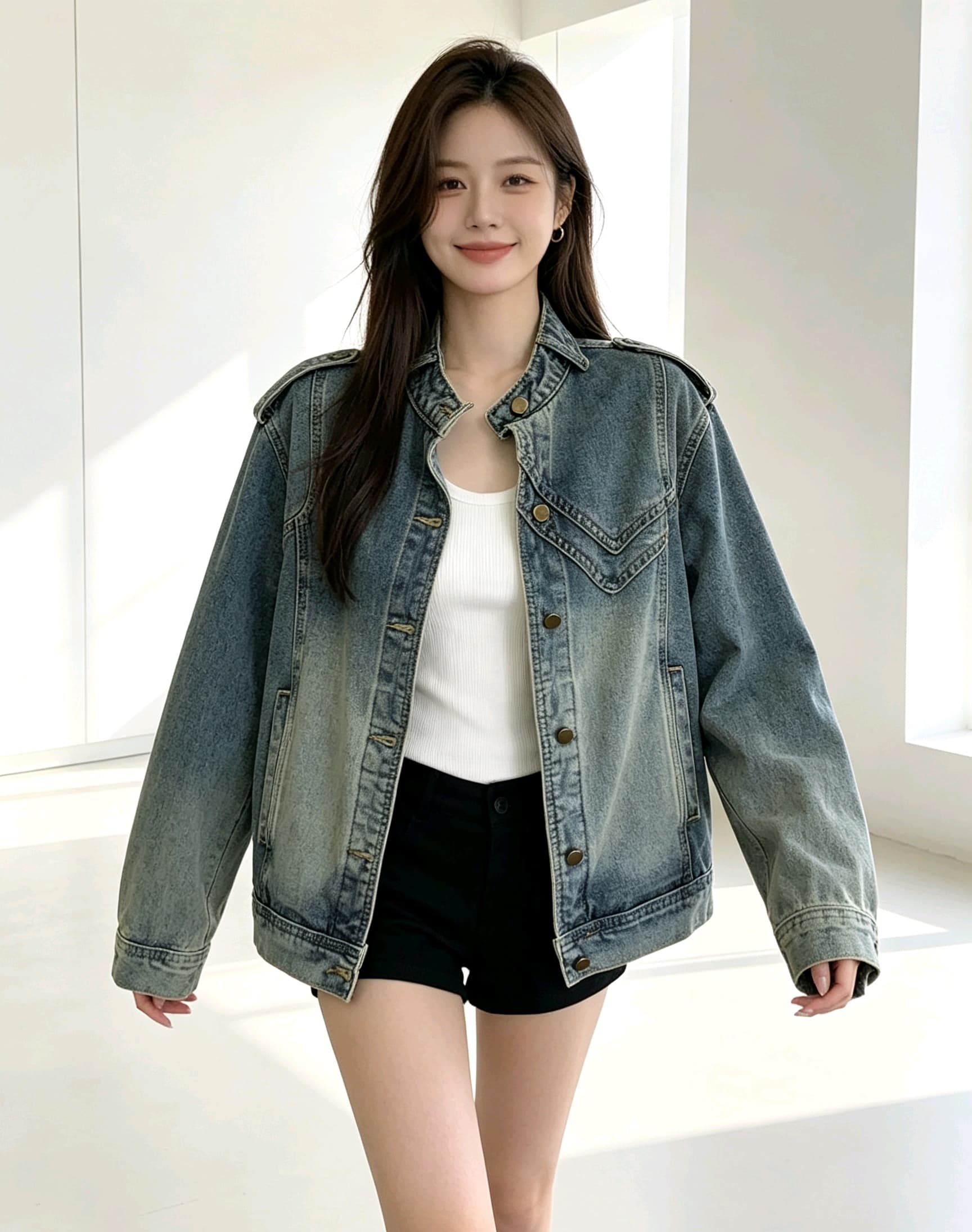 새로운 무거운 작업 데님 맨위 오토바이 바람 레트로 블루 워싱 다용도 트렌드 재킷 맨위 여성 유럽 역 상세 이미지 8
