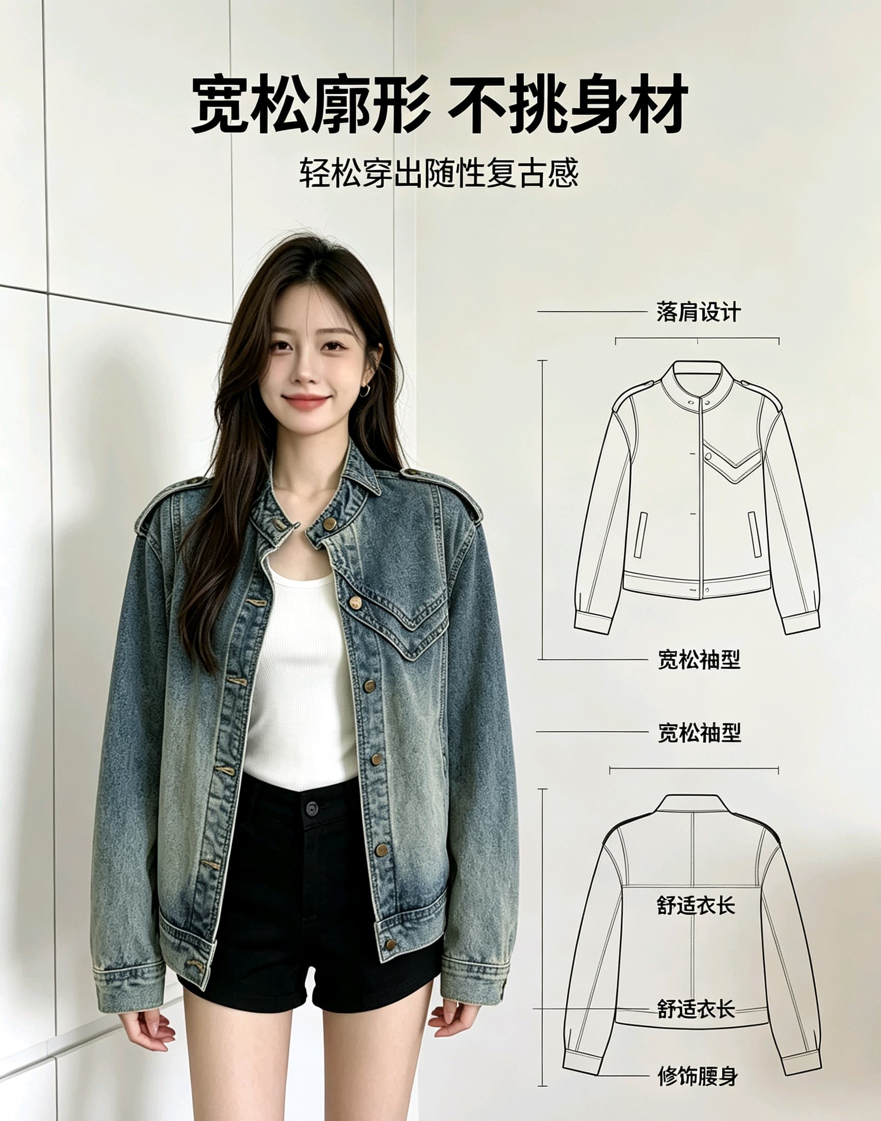새로운 무거운 작업 데님 맨위 오토바이 바람 레트로 블루 워싱 다용도 트렌드 재킷 맨위 여성 유럽 역 상세 이미지 10