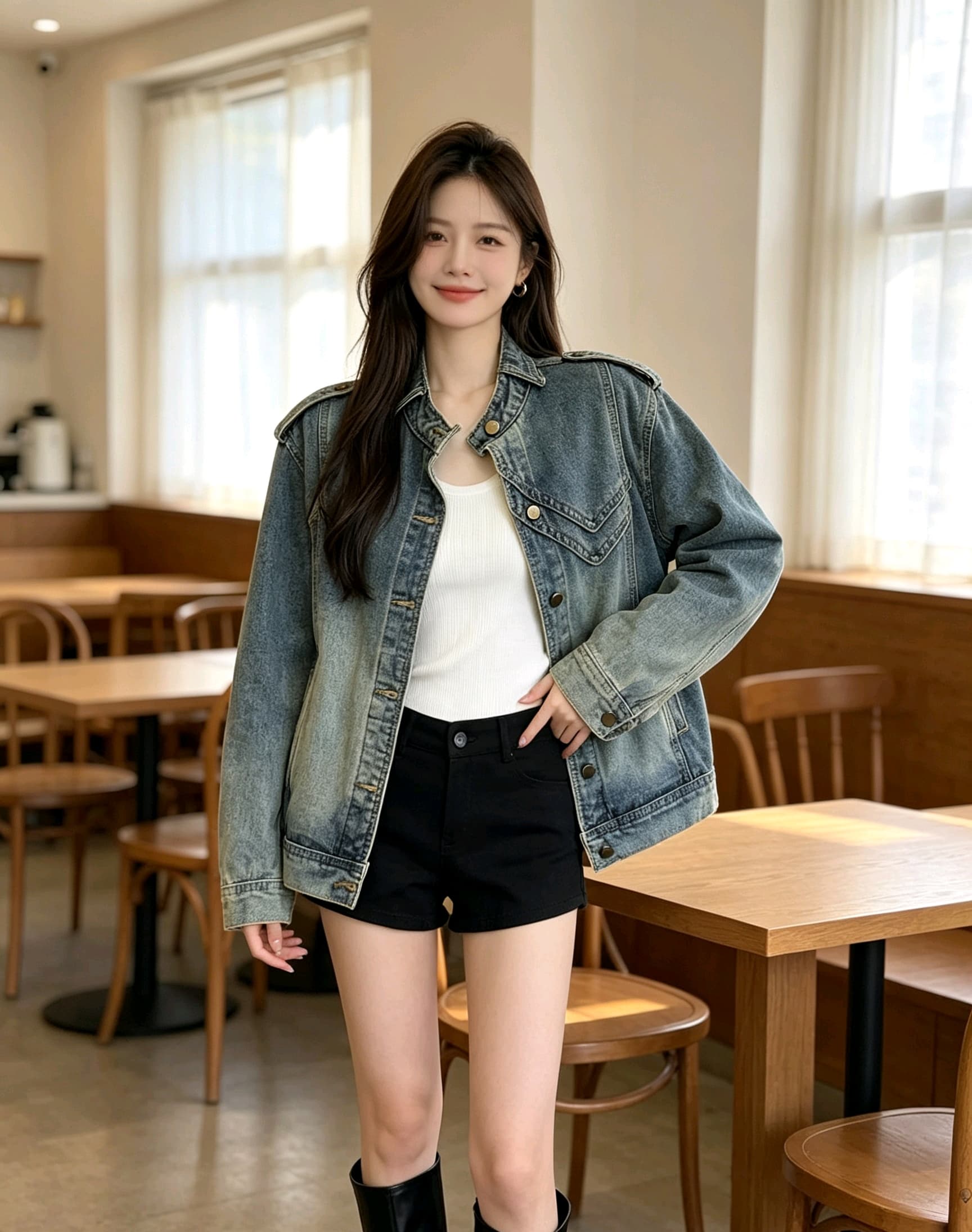 새로운 무거운 작업 데님 맨위 오토바이 바람 레트로 블루 워싱 다용도 트렌드 재킷 맨위 여성 유럽 역 상세 이미지 14