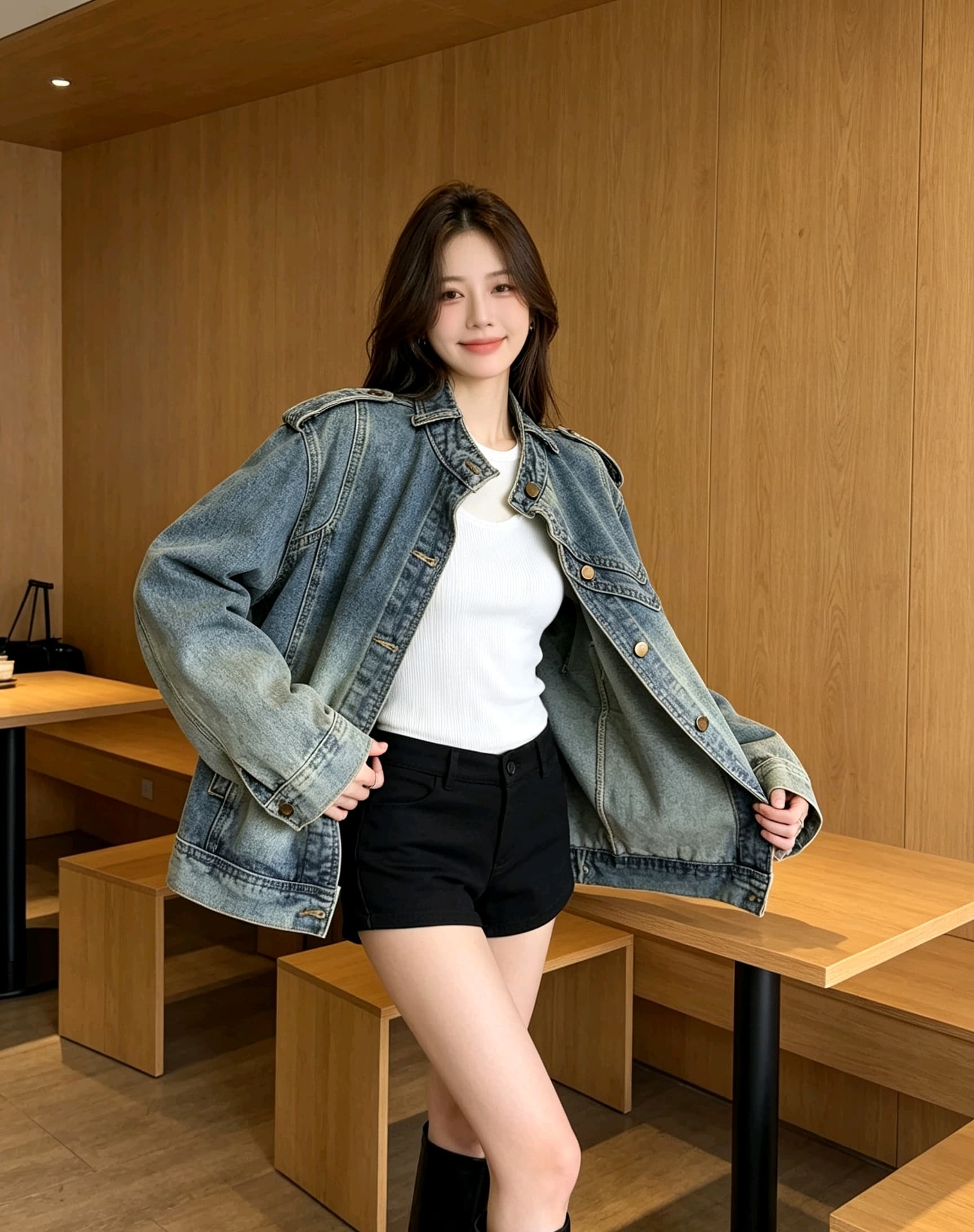 새로운 무거운 작업 데님 맨위 오토바이 바람 레트로 블루 워싱 다용도 트렌드 재킷 맨위 여성 유럽 역 상세 이미지 15