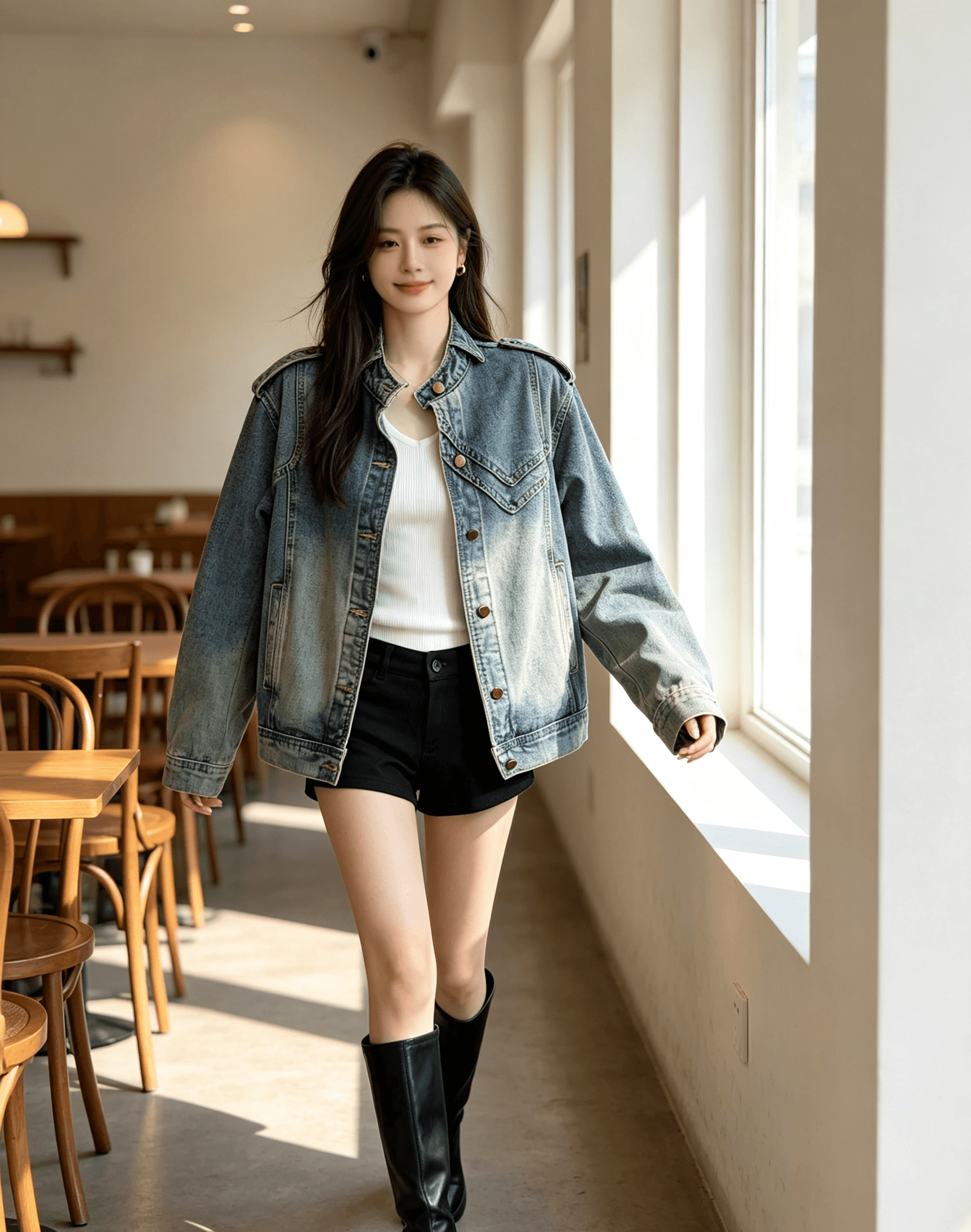 새로운 무거운 작업 데님 맨위 오토바이 바람 레트로 블루 워싱 다용도 트렌드 재킷 맨위 여성 유럽 역 상세 이미지 17