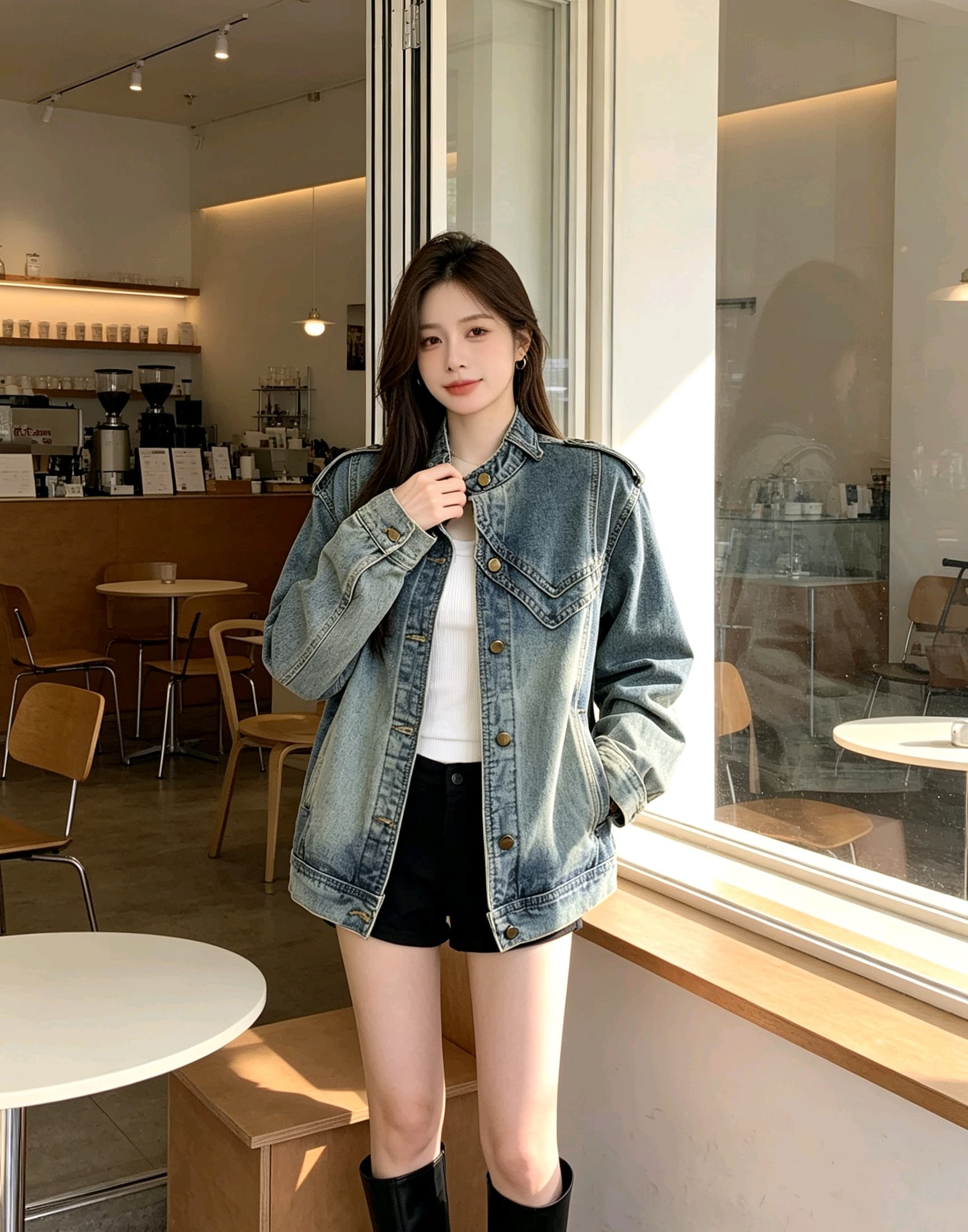 새로운 무거운 작업 데님 맨위 오토바이 바람 레트로 블루 워싱 다용도 트렌드 재킷 맨위 여성 유럽 역 상세 이미지 18