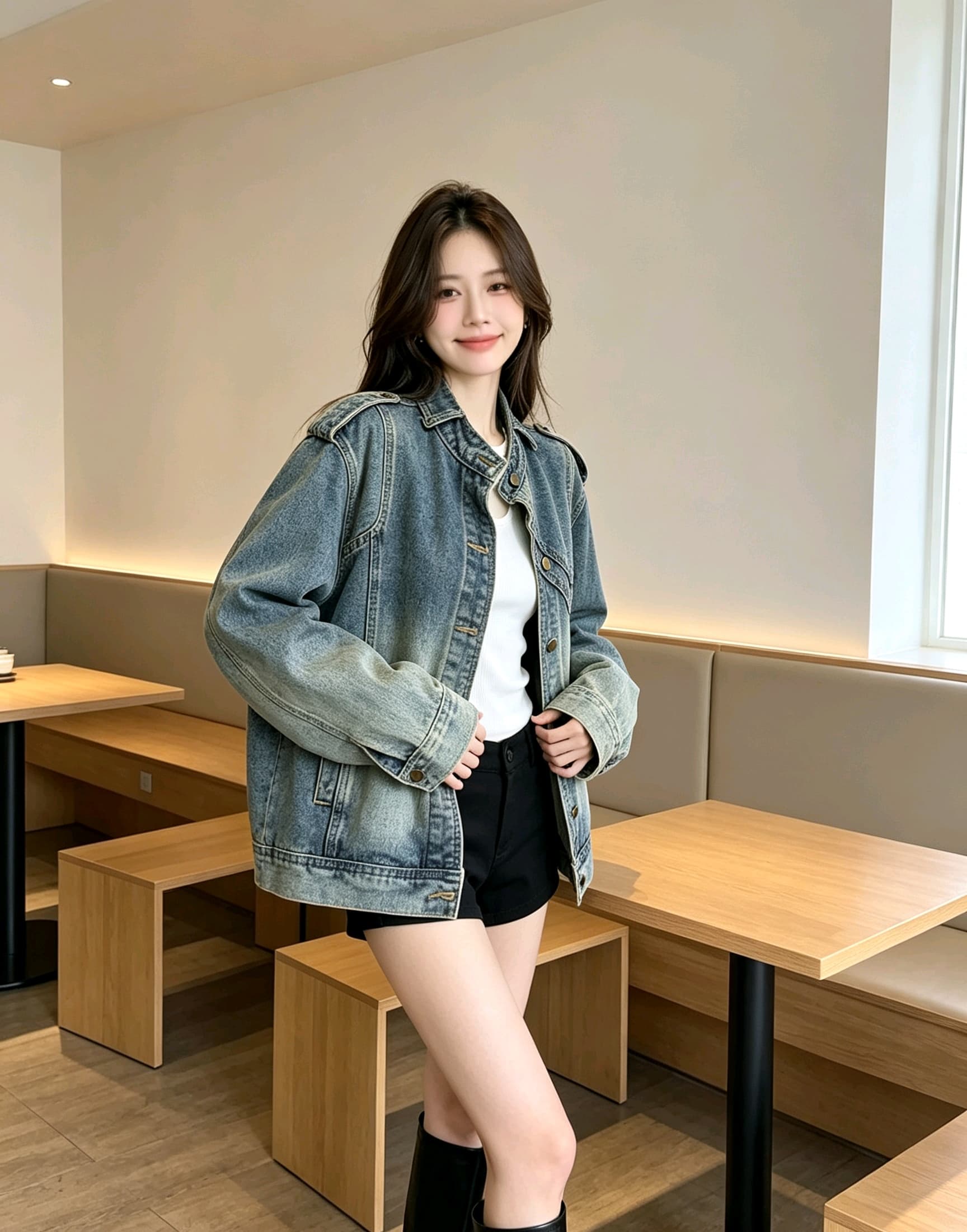 새로운 무거운 작업 데님 맨위 오토바이 바람 레트로 블루 워싱 다용도 트렌드 재킷 맨위 여성 유럽 역 상세 이미지 19