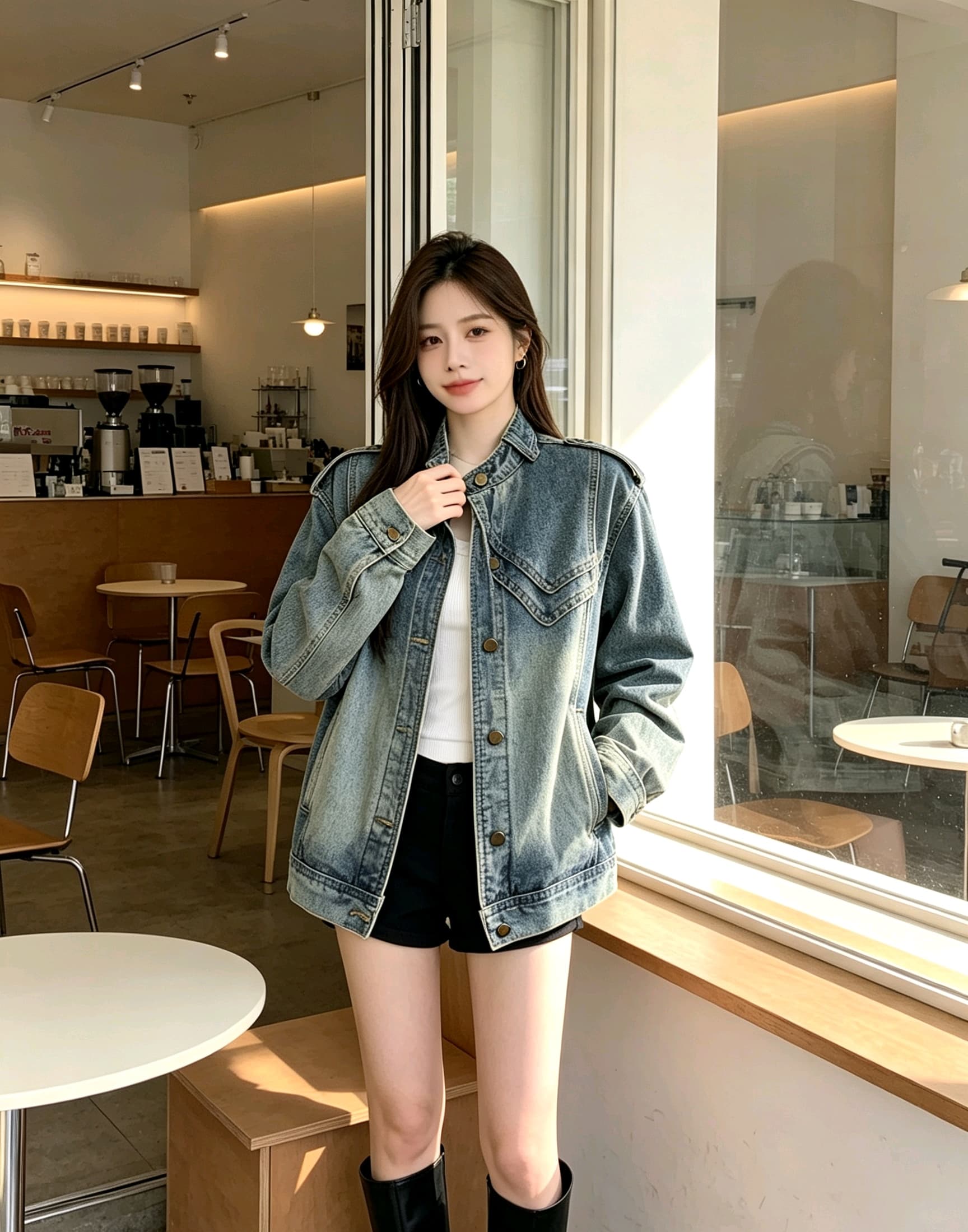 새로운 무거운 작업 데님 맨위 오토바이 바람 레트로 블루 워싱 다용도 트렌드 재킷 맨위 여성 유럽 역 상세 이미지 20