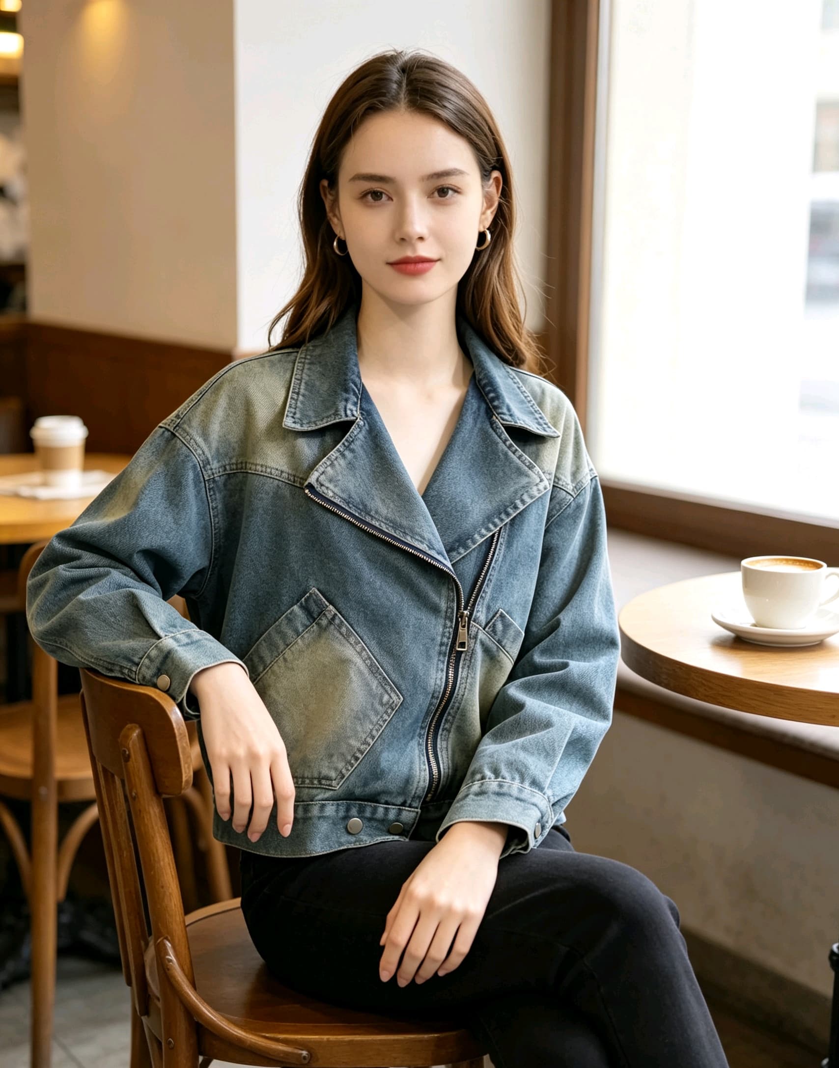실사 새로운 아메리칸 레트로 고유 한 고급 센스 패션 오토바이 바람 데님 재킷 맨위 트렌디 독감 상세 이미지 21